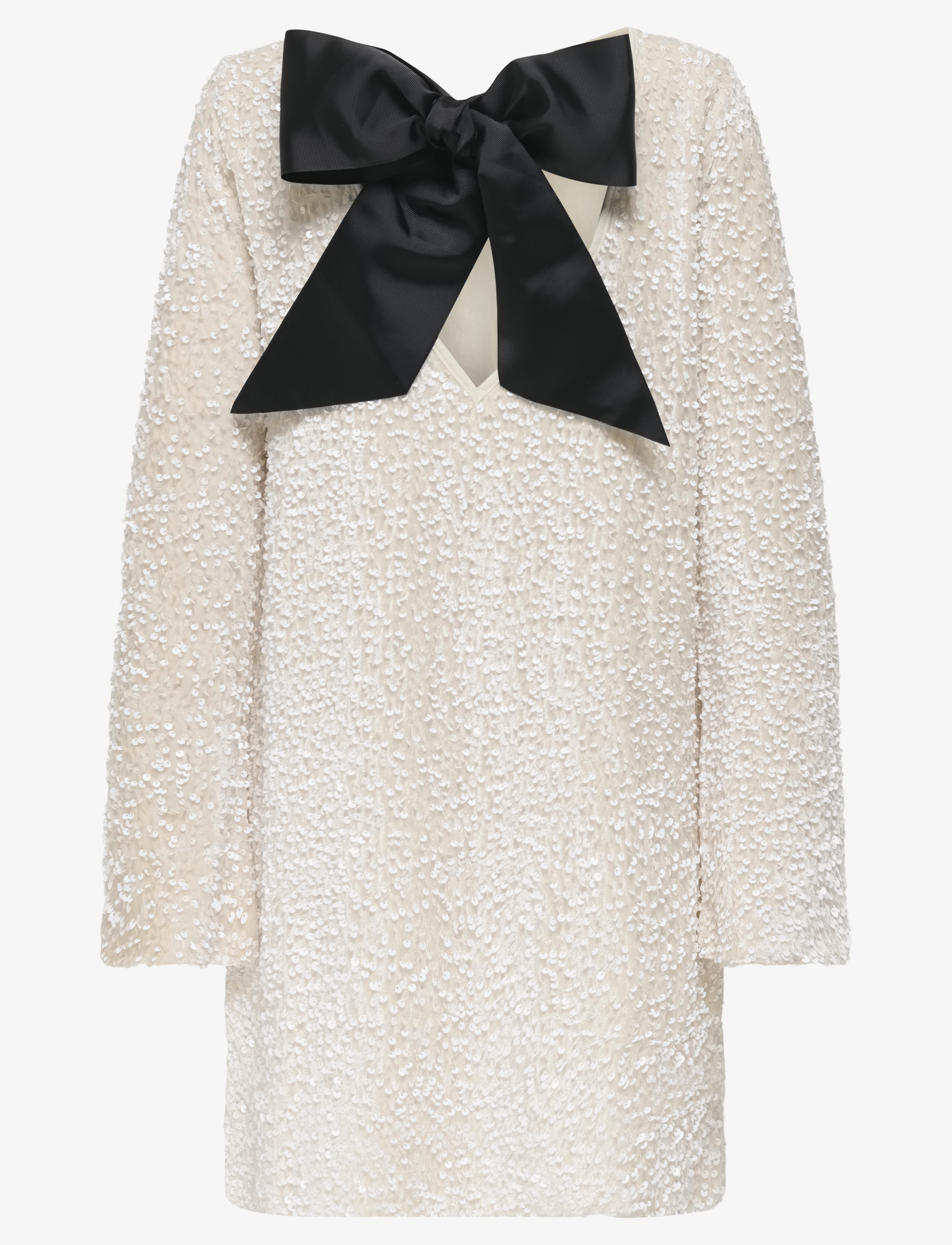 ONLY - ONLANIKA SEQUINS LS BOW DRESS WVN CS - pailletkjoler - whitecap gray - 2