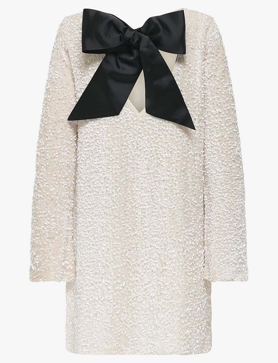 ONLY - ONLANIKA SEQUINS LS BOW DRESS WVN CS - paillettenkleider - whitecap gray - 2