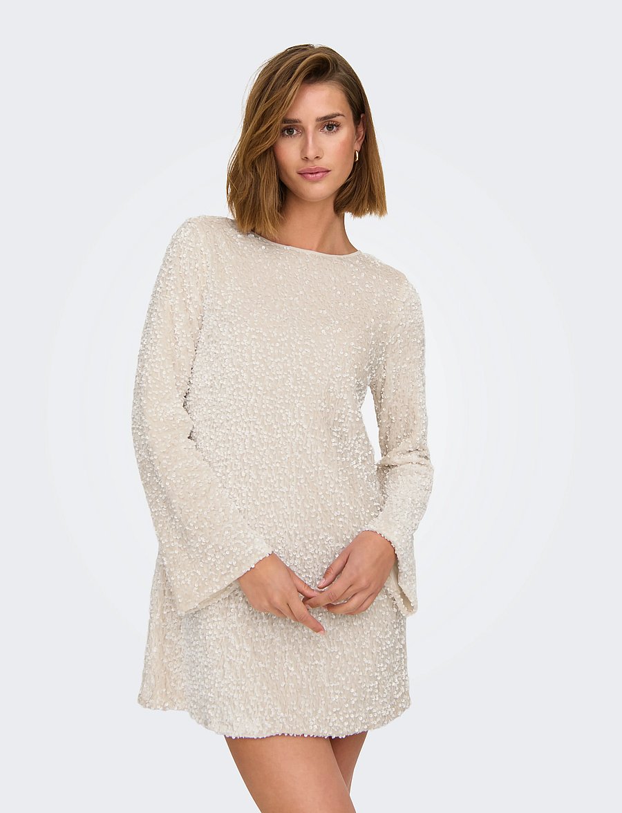 ONLY - ONLANIKA SEQUINS LS BOW DRESS WVN CS - paillettenkleider - whitecap gray - 5