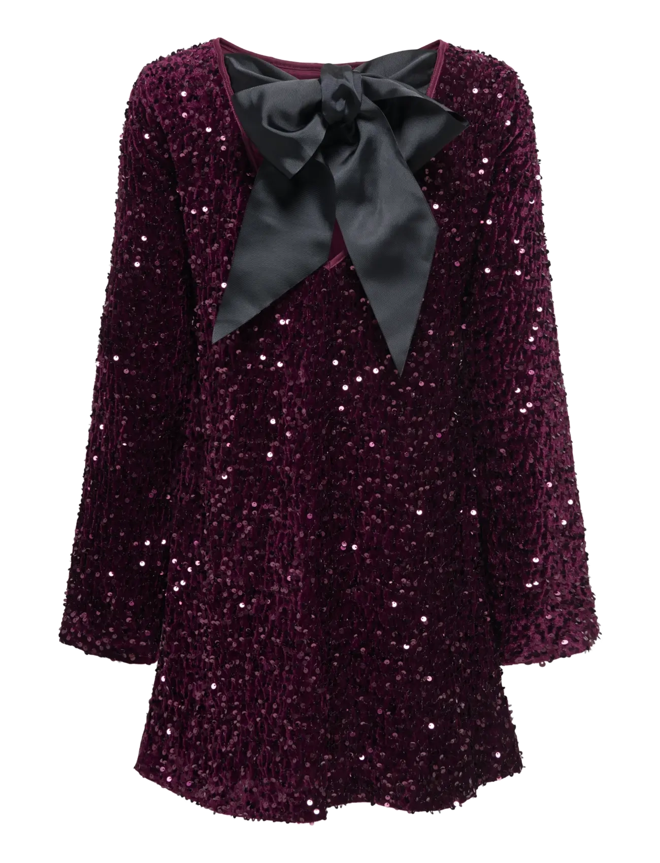 ONLY - ONLANIKA SEQUINS LS BOW DRESS WVN CS - pailletkjoler - winetasting - 1