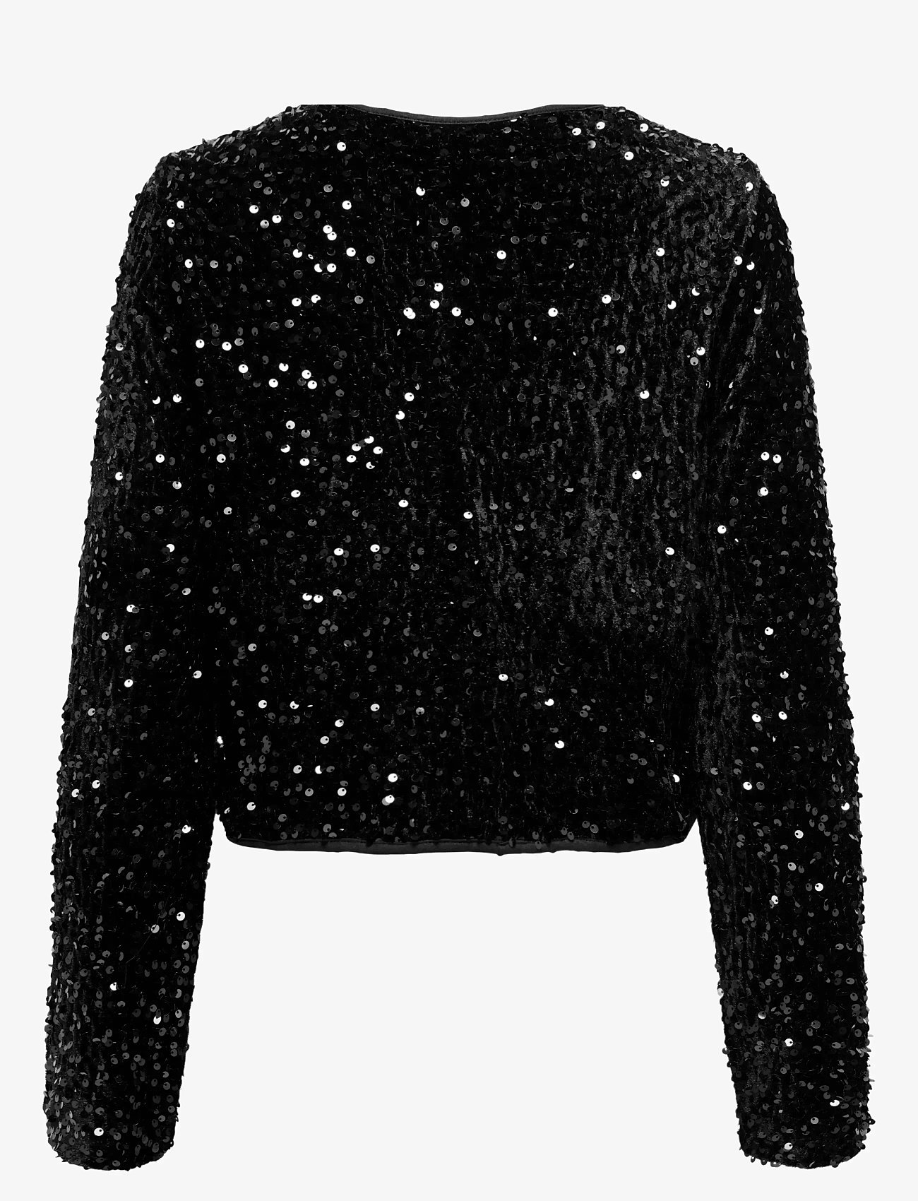ONLY - ONLANIKA SEQUINS LS BOW TOP WVN CS - cardigans - black - 2