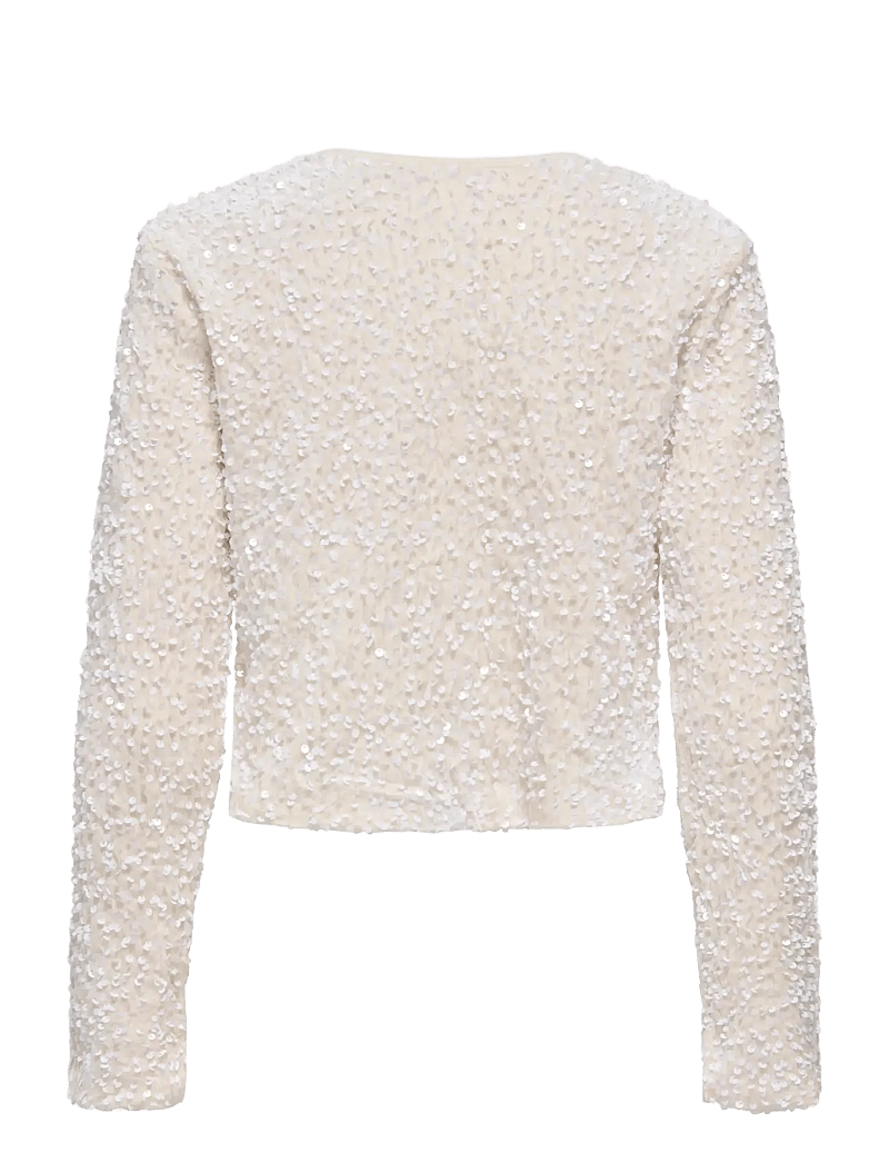 ONLY - ONLANIKA SEQUINS LS BOW TOP WVN - gebreide vesten - whitecap gray - 2