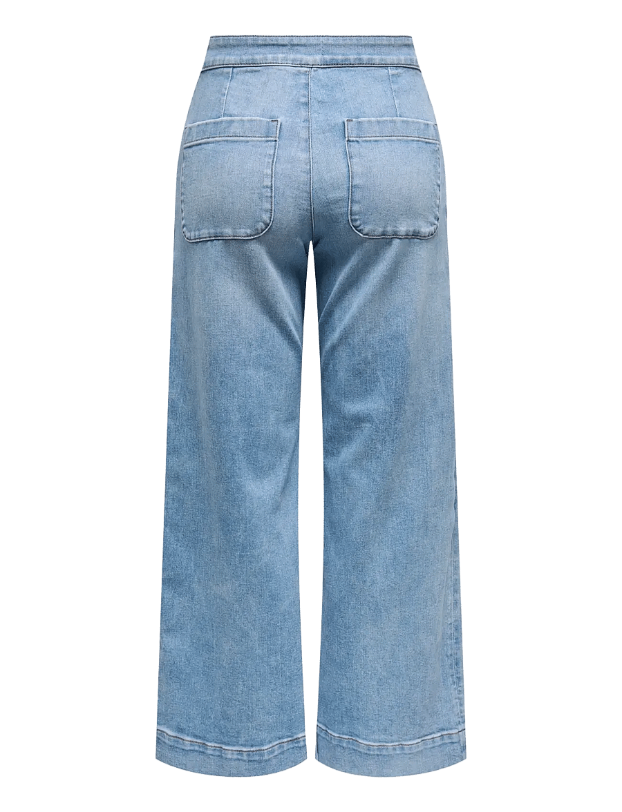 ONLY - ONLMADISON HW BUTTON WIDE CRP DNM GEN223 - brede jeans - light blue denim - 2