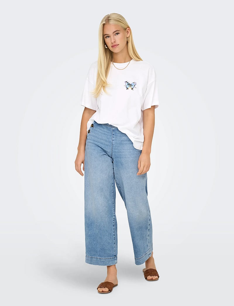 ONLY - ONLMADISON HW BUTTON WIDE CRP DNM GEN223 - wide leg jeans - light blue denim - 4