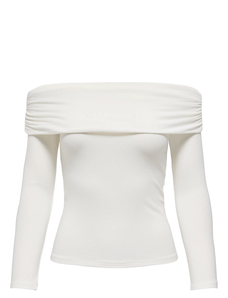 ONLY - ONLGLAMOUR L/S OFF SHOULDER TOP CC JRS - langärmlige tops - cloud dancer - 1