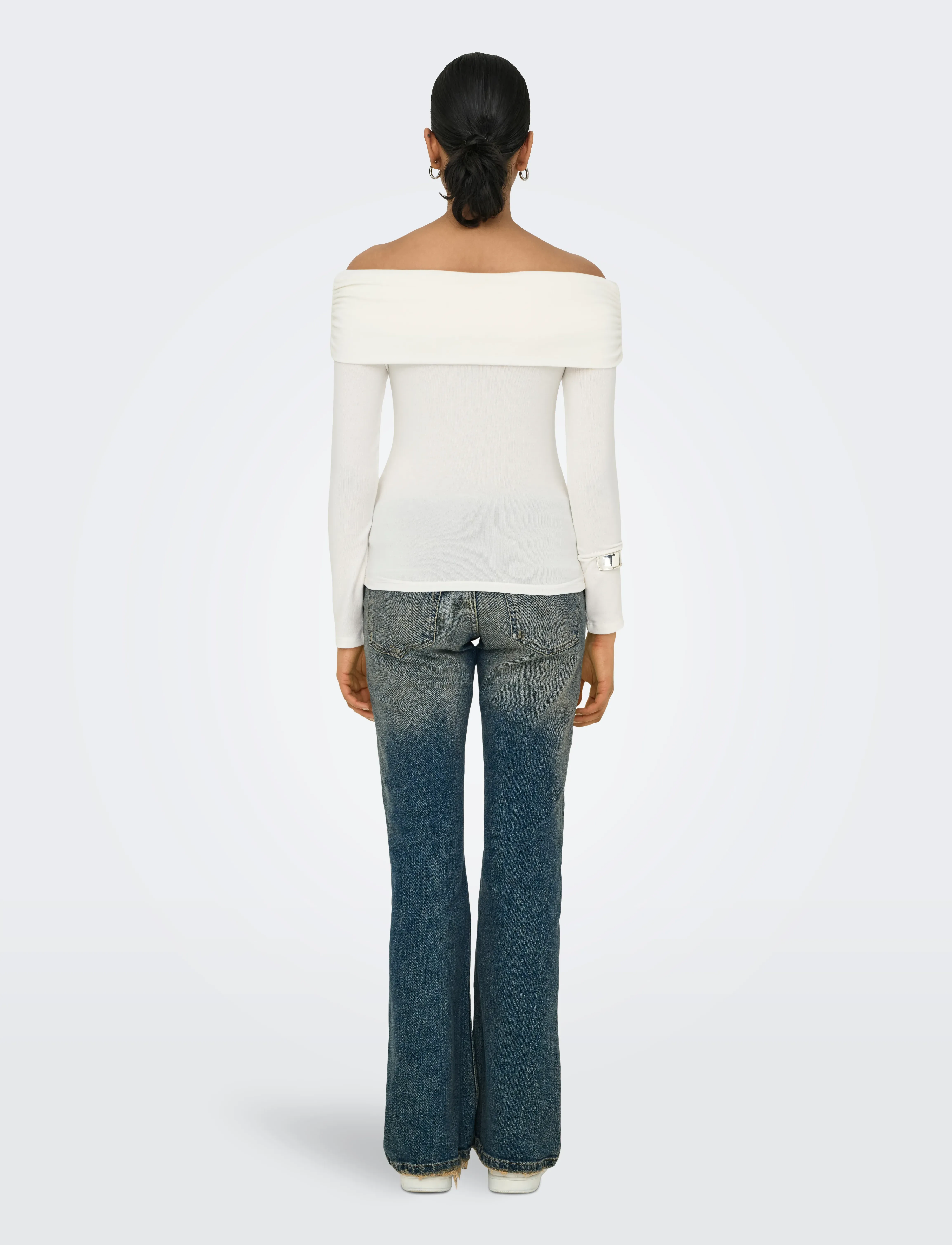 ONLY - ONLGLAMOUR L/S OFF SHOULDER TOP CC JRS - t-shirts met lange mouwen - cloud dancer - 3