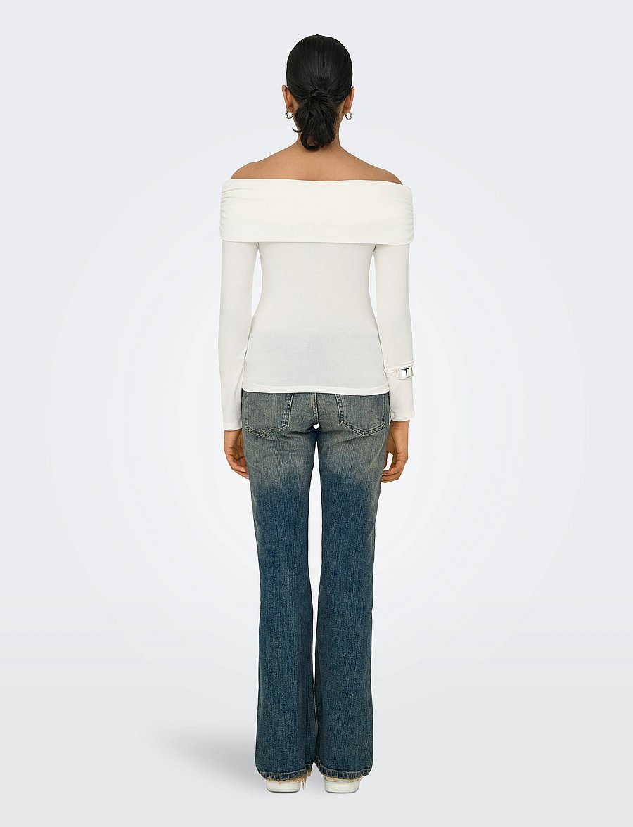 ONLY - ONLGLAMOUR L/S OFF SHOULDER TOP CC JRS - langärmlige tops - cloud dancer - 3