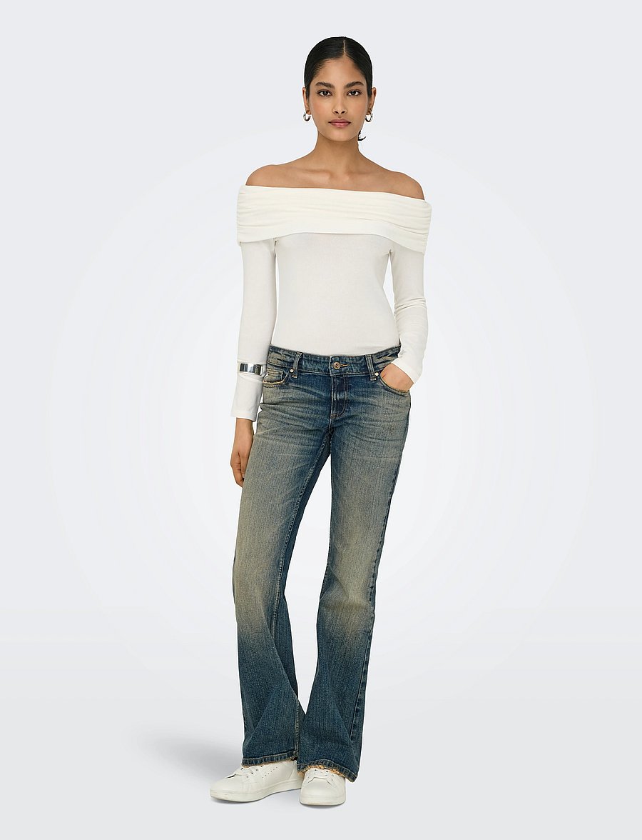 ONLY - ONLGLAMOUR L/S OFF SHOULDER TOP CC JRS - langärmlige tops - cloud dancer - 4