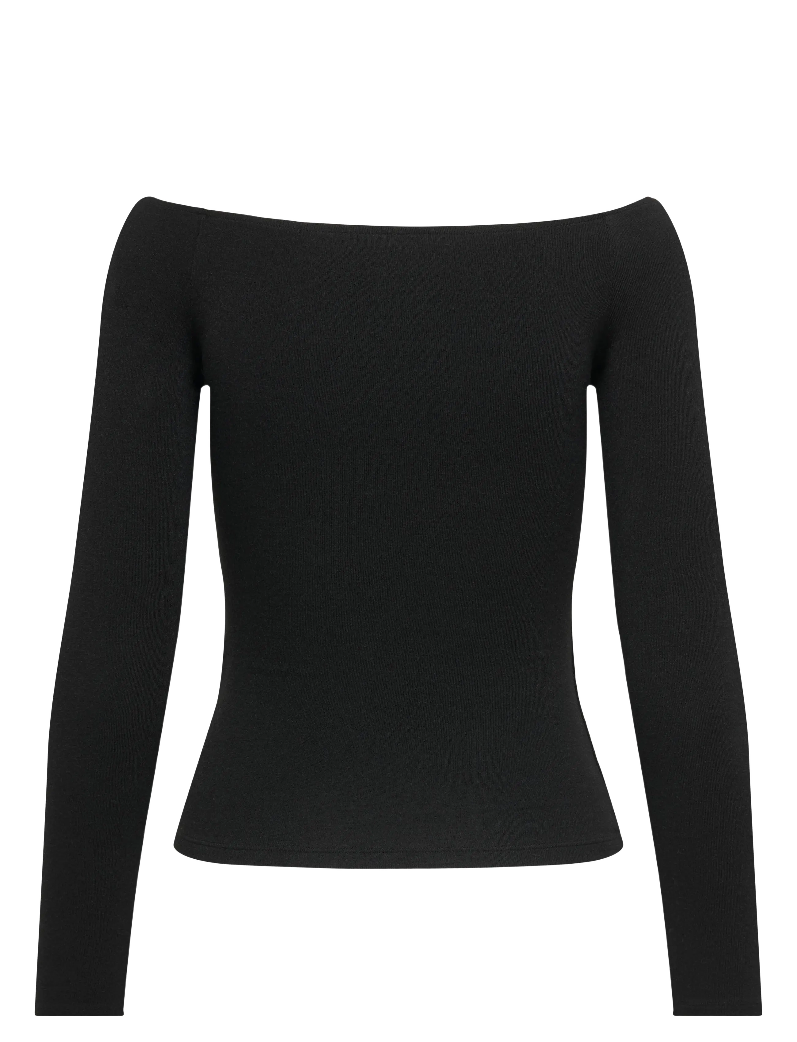 ONLY - ONLGLAMOUR L/S BOAT NECK TOP BOX CC JRS - topi ar garām piedurknēm - black - 2