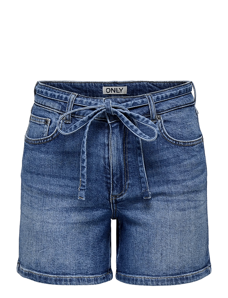 ONLY - ONLGIANNA MW BELTED SHORTS AZG DNM NOOS - jeansshorts - medium blue denim - 1