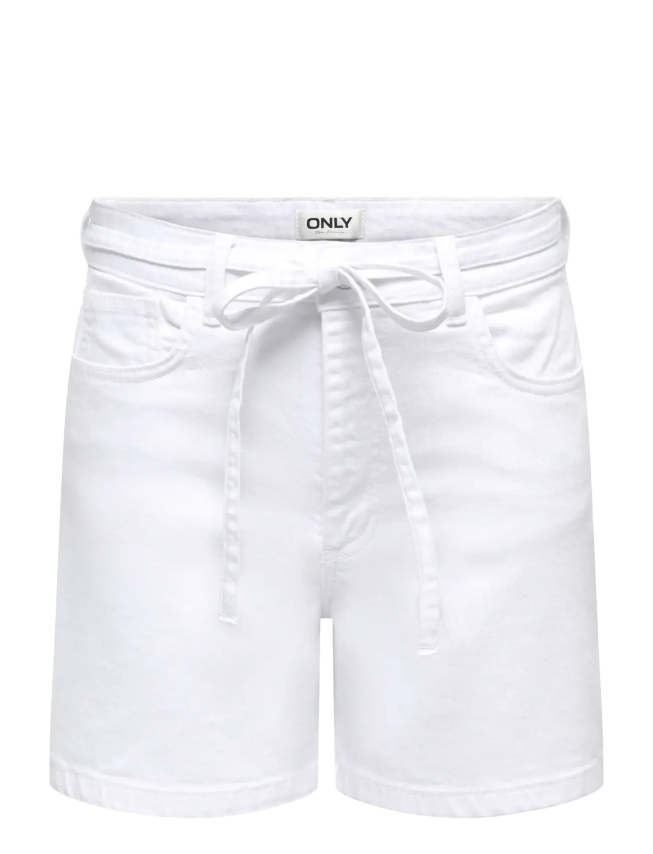 ONLY ONLGIANNA MW BELTED SHORTS AZG DNM NOOS - Jeansshorts - WHITE DENIM / white