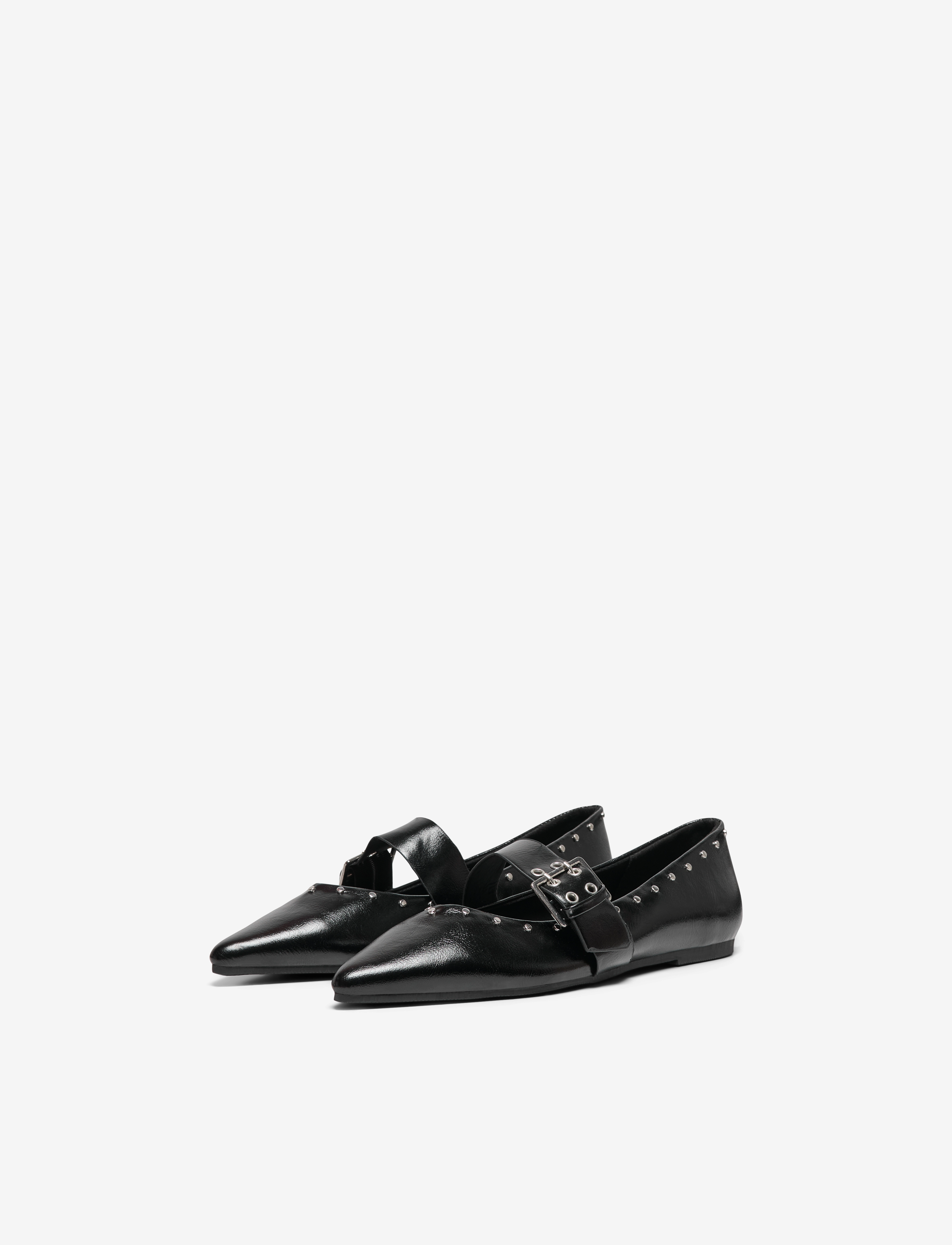 ONLY - ONLAURA-4 PU STUD BALLARINA - alhaisimmat hinnat - black - 4