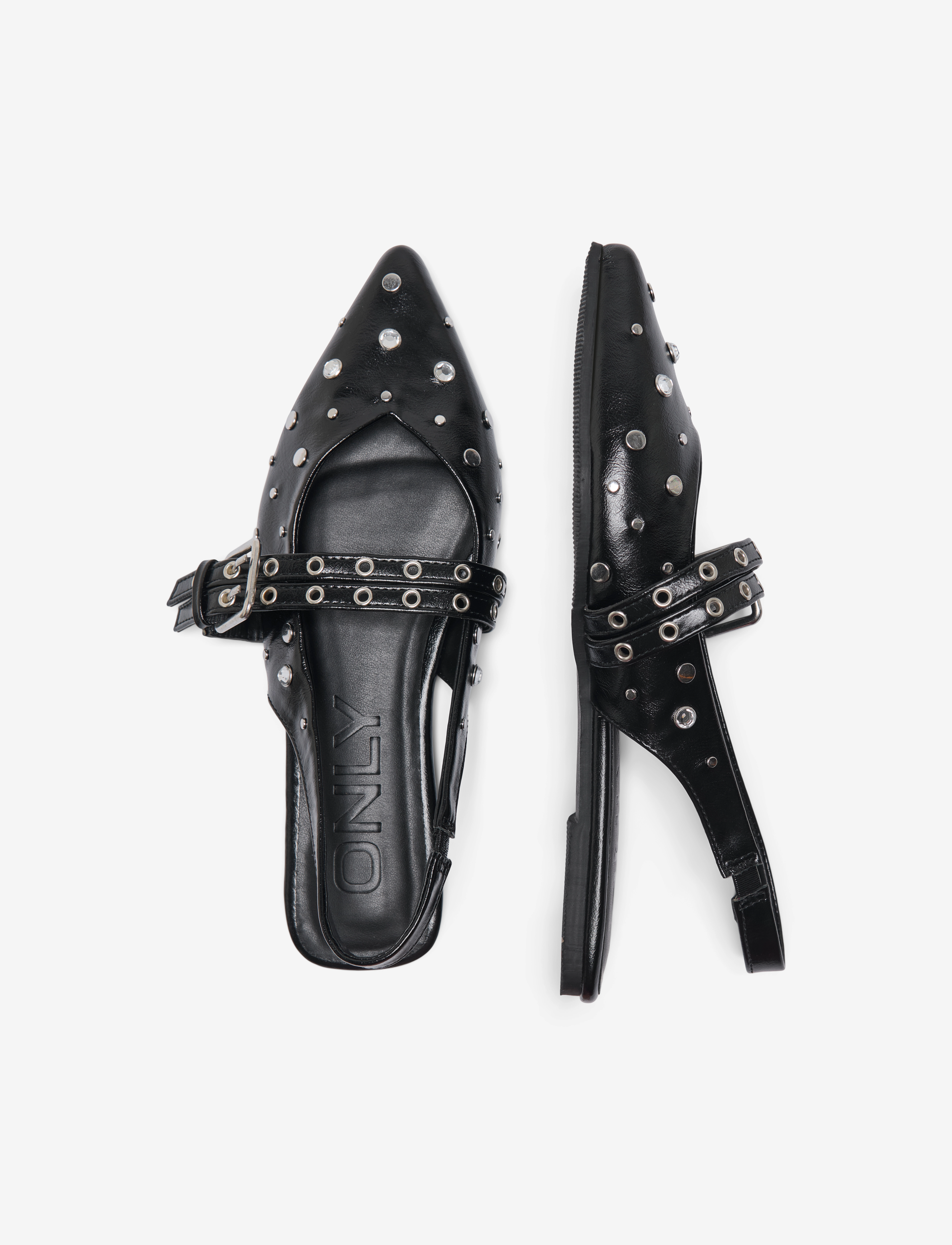 ONLY Onlaura-5 Pu Slingback Buckle Ballarina, 37, Slingbacks, Schwarz - Flat Frauen