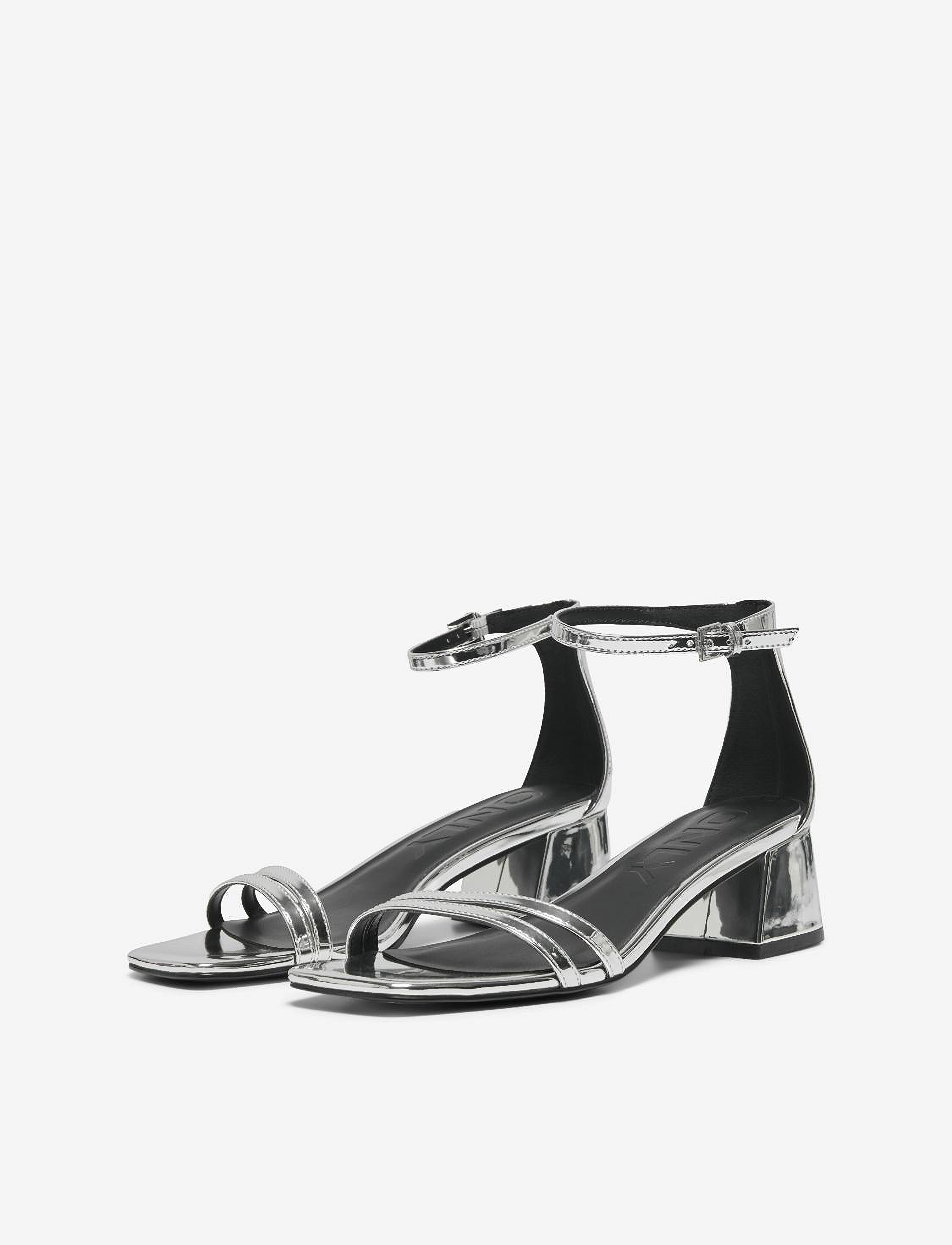 ONLY - ONLAYLIN-5 PU STRAPPY HEELED SANDAL - sandaletten - silver - 3