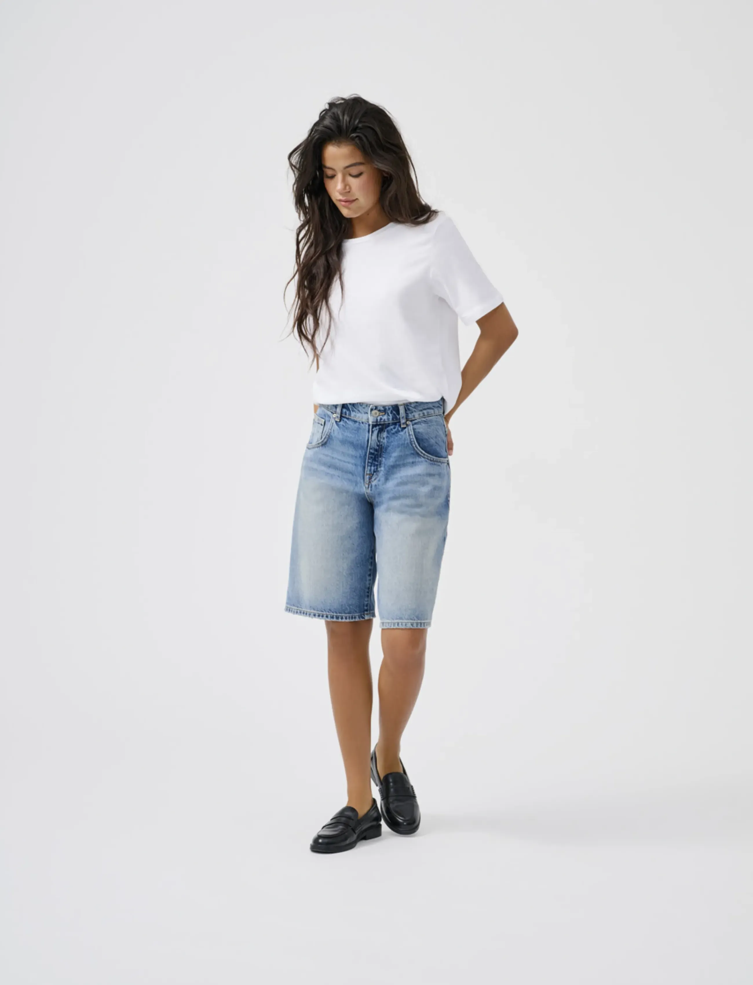 ONLY Onlmate Reg Baggy Long Shorts Dnm Noos, S, Shorts, Blau - Denim Frauen