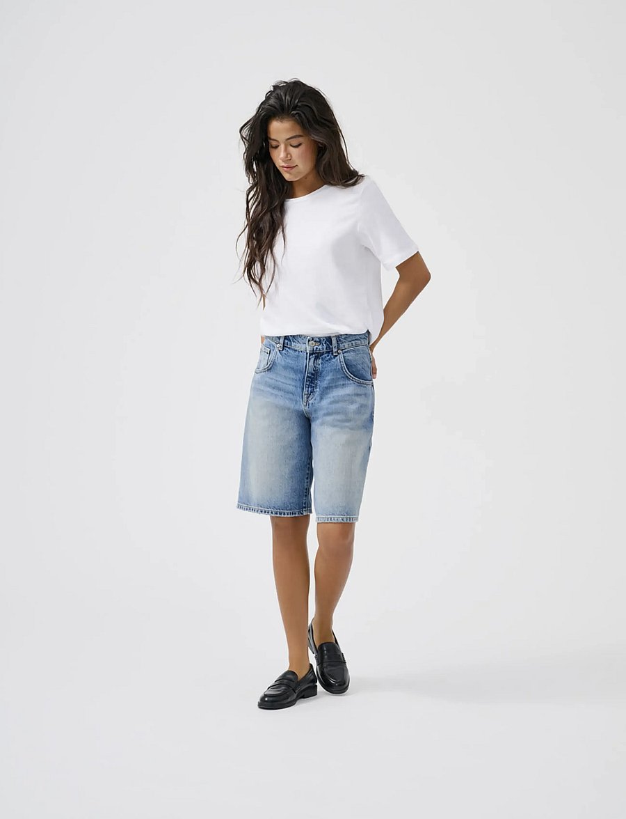 ONLY - ONLMATE REG BAGGY LONG SHORTS DNM NOOS - jorts - medium blue denim - 0
