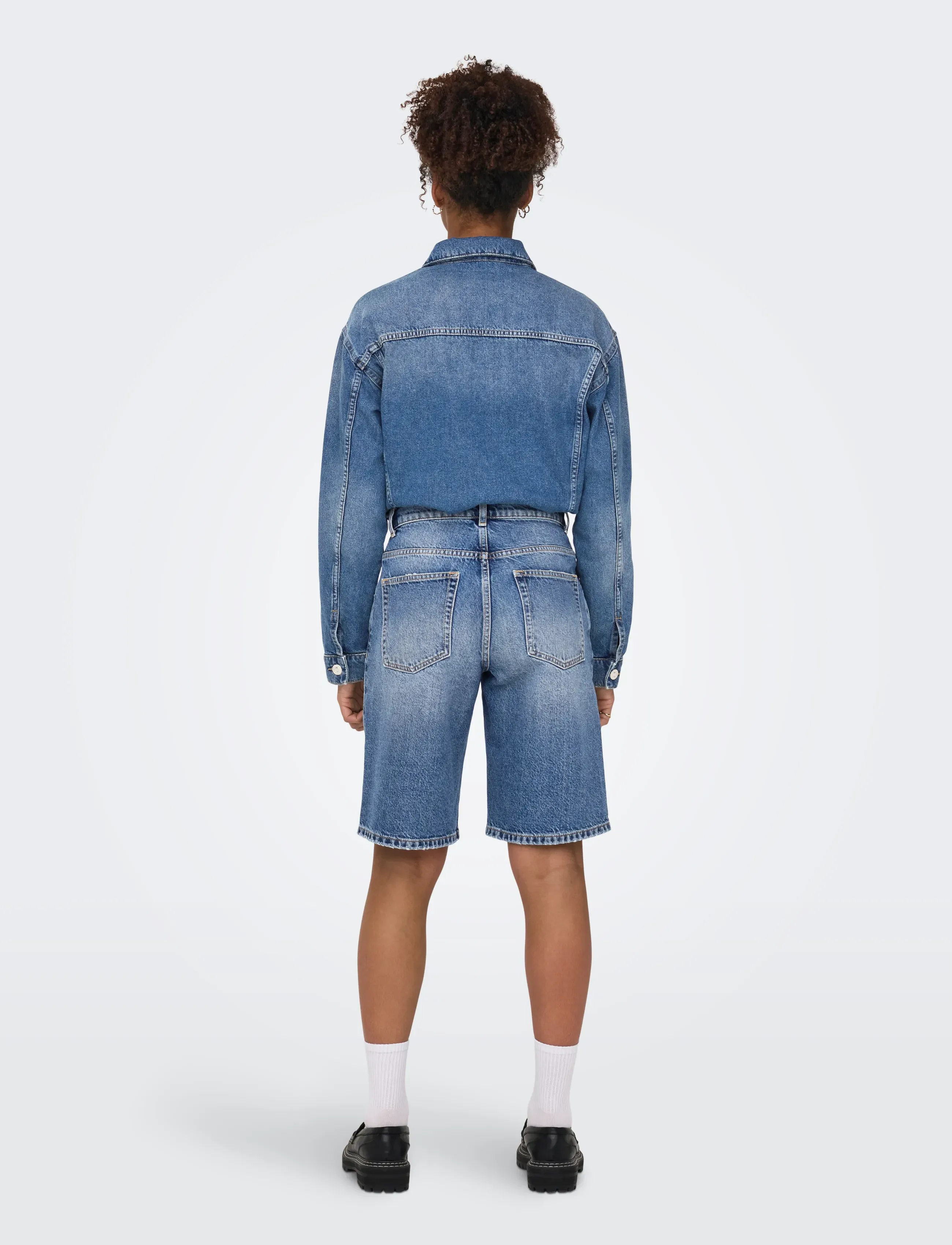 ONLY - ONLMATE REG BAGGY LONG SHORTS DNM NOOS - jorts - medium blue denim - 3