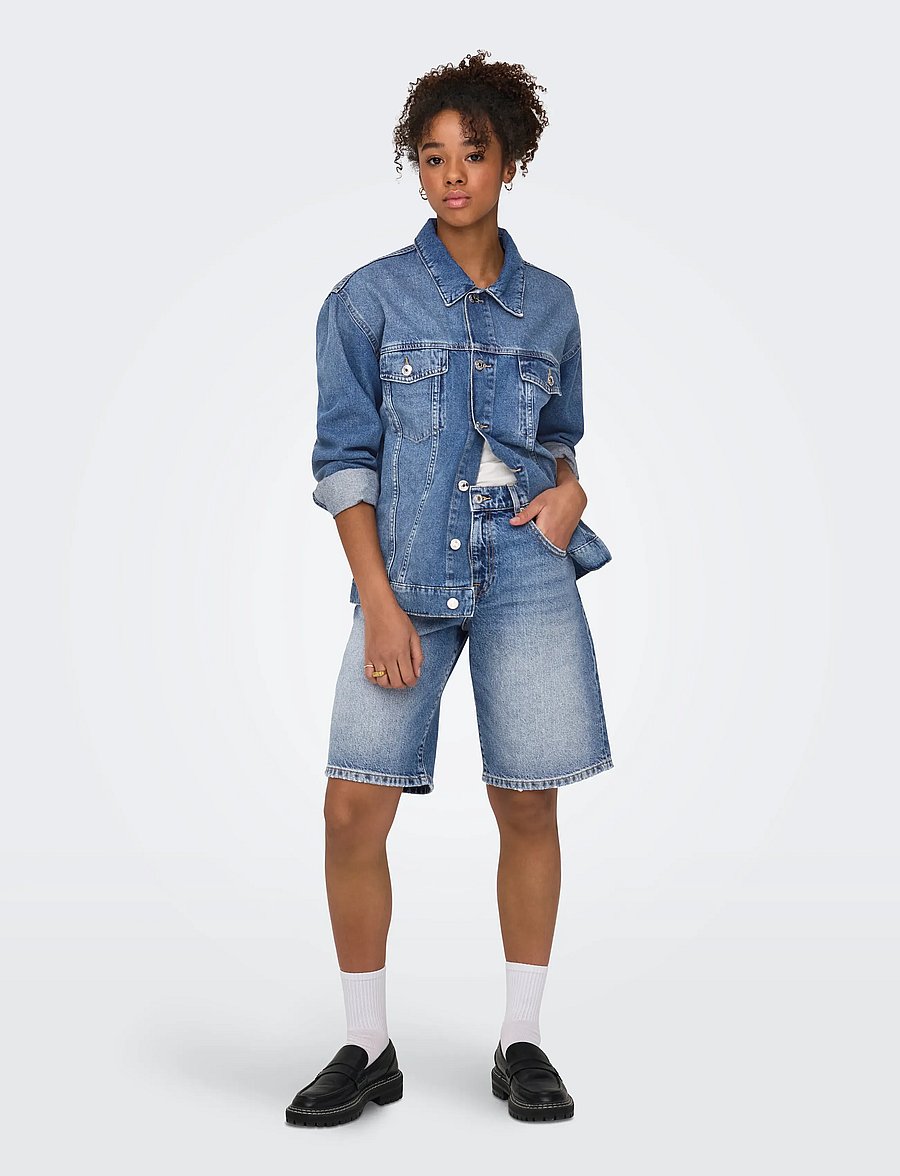 ONLY - ONLMATE REG BAGGY LONG SHORTS DNM NOOS - jorts - medium blue denim - 4