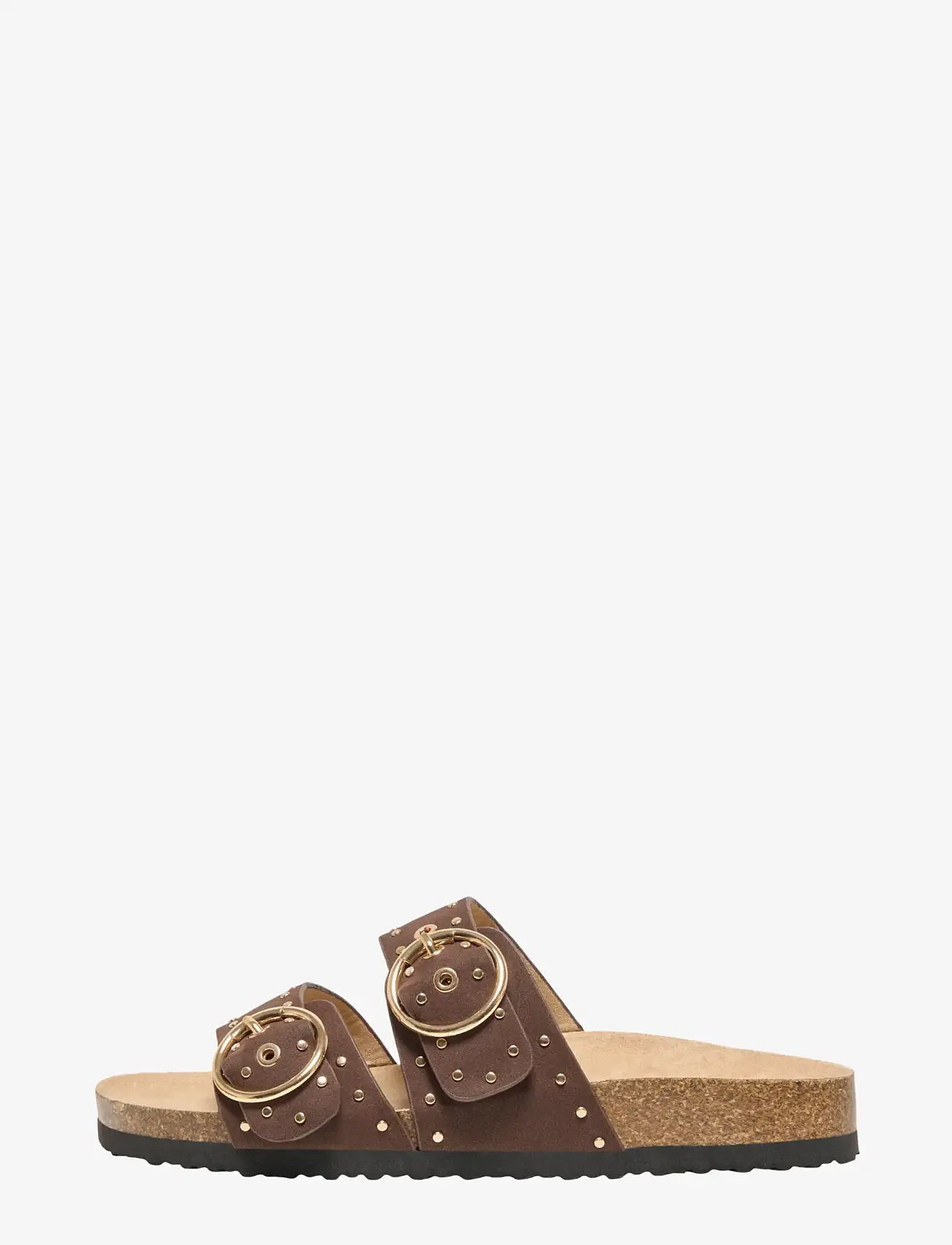 ONLY - ONLMAXI-15 PU STUDS BUCKLE SANDAL - flache sandalen - chocolate brown - 0