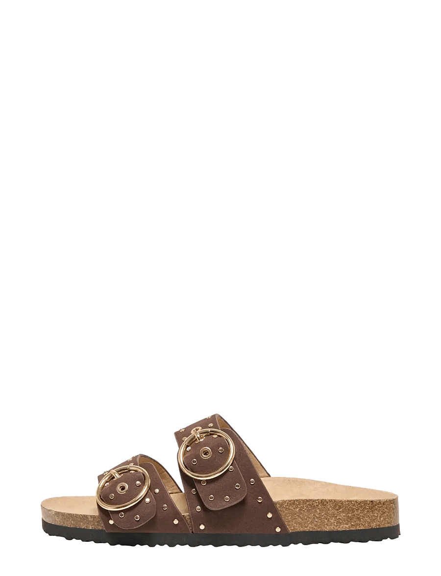 ONLY - ONLMAXI-15 PU STUDS BUCKLE SANDAL - kontsata sandaalid - chocolate brown - 0