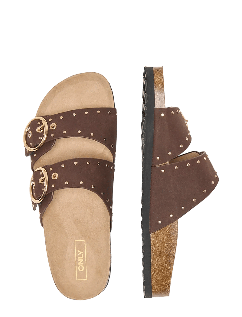ONLY - ONLMAXI-15 PU STUDS BUCKLE SANDAL - flache sandalen - chocolate brown - 2