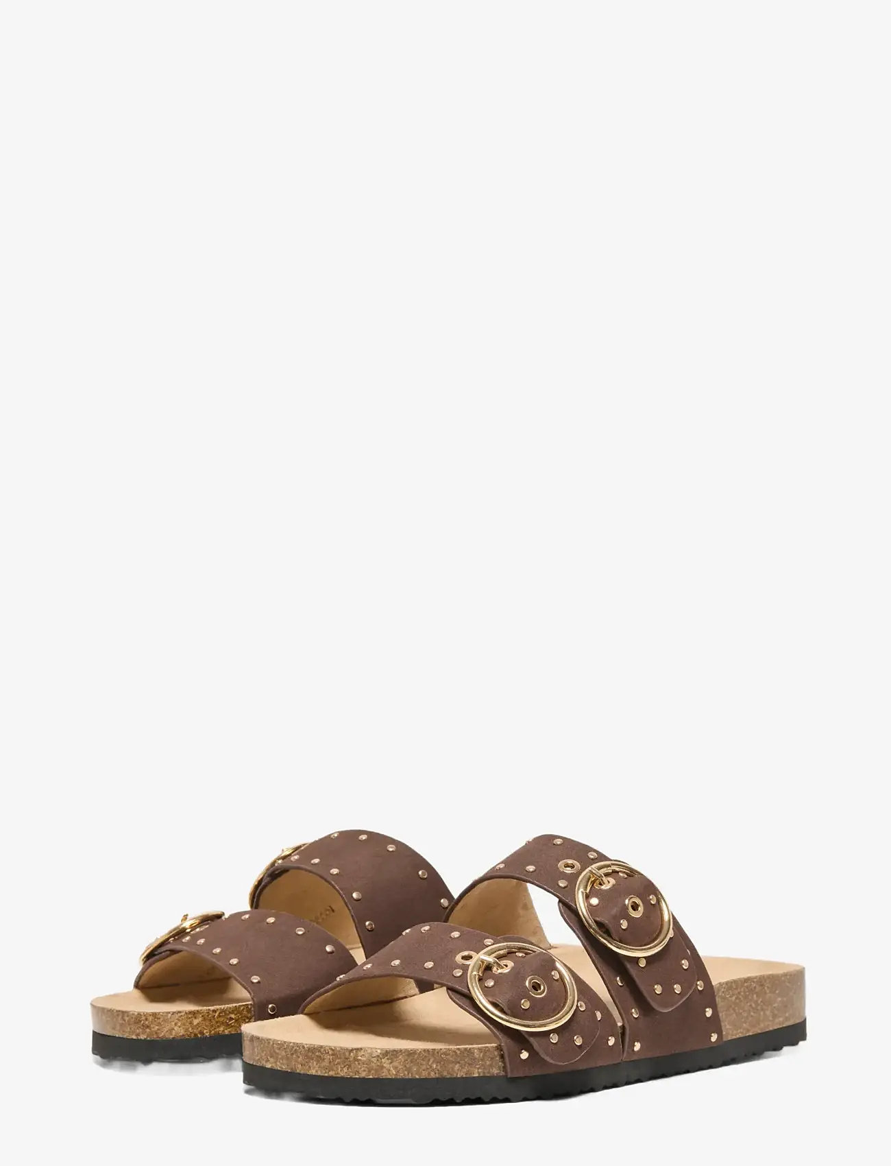 ONLY - ONLMAXI-15 PU STUDS BUCKLE SANDAL - flache sandalen - chocolate brown - 3