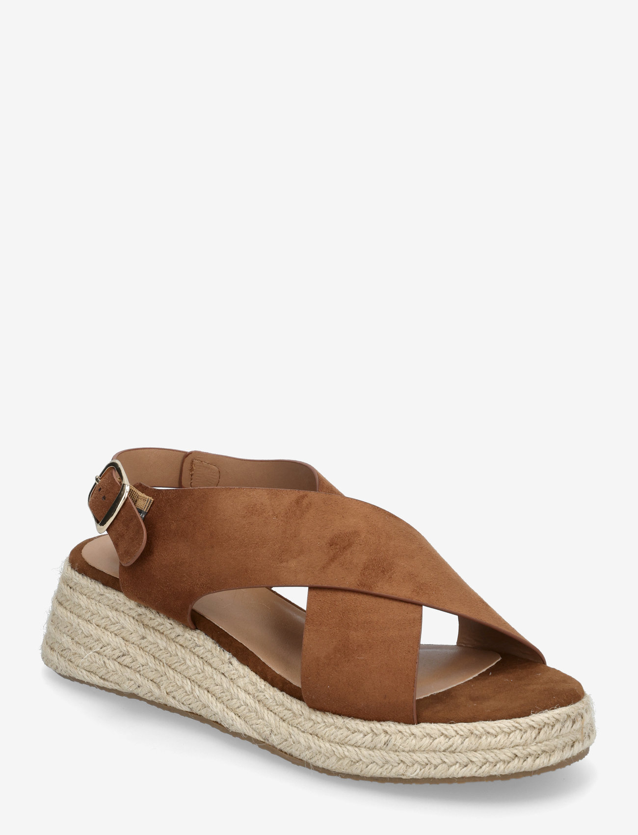 ONLY - ONLMINERVA-2 MF CROSS STRAP WEDGE - platte sandalen - cognac - 0