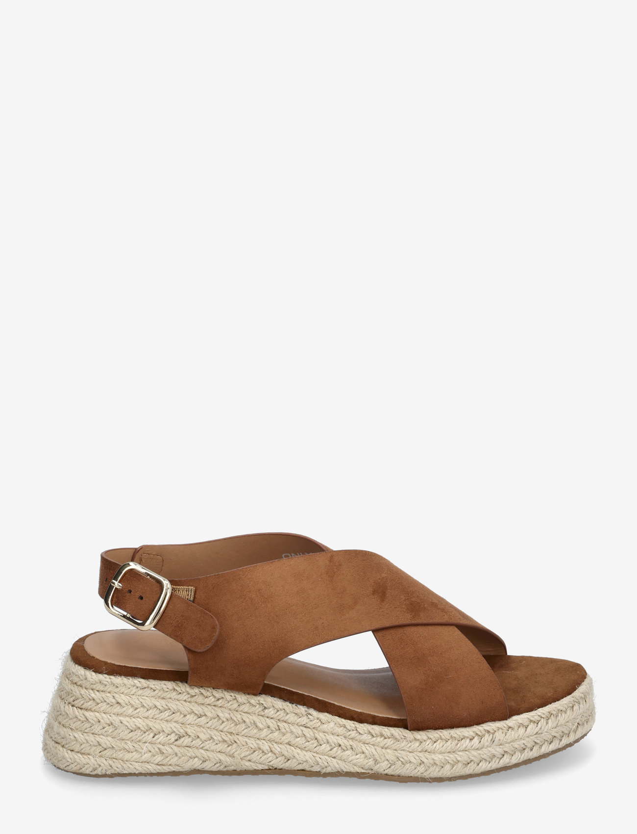 ONLY - ONLMINERVA-2 MF CROSS STRAP WEDGE - platte sandalen - cognac - 1