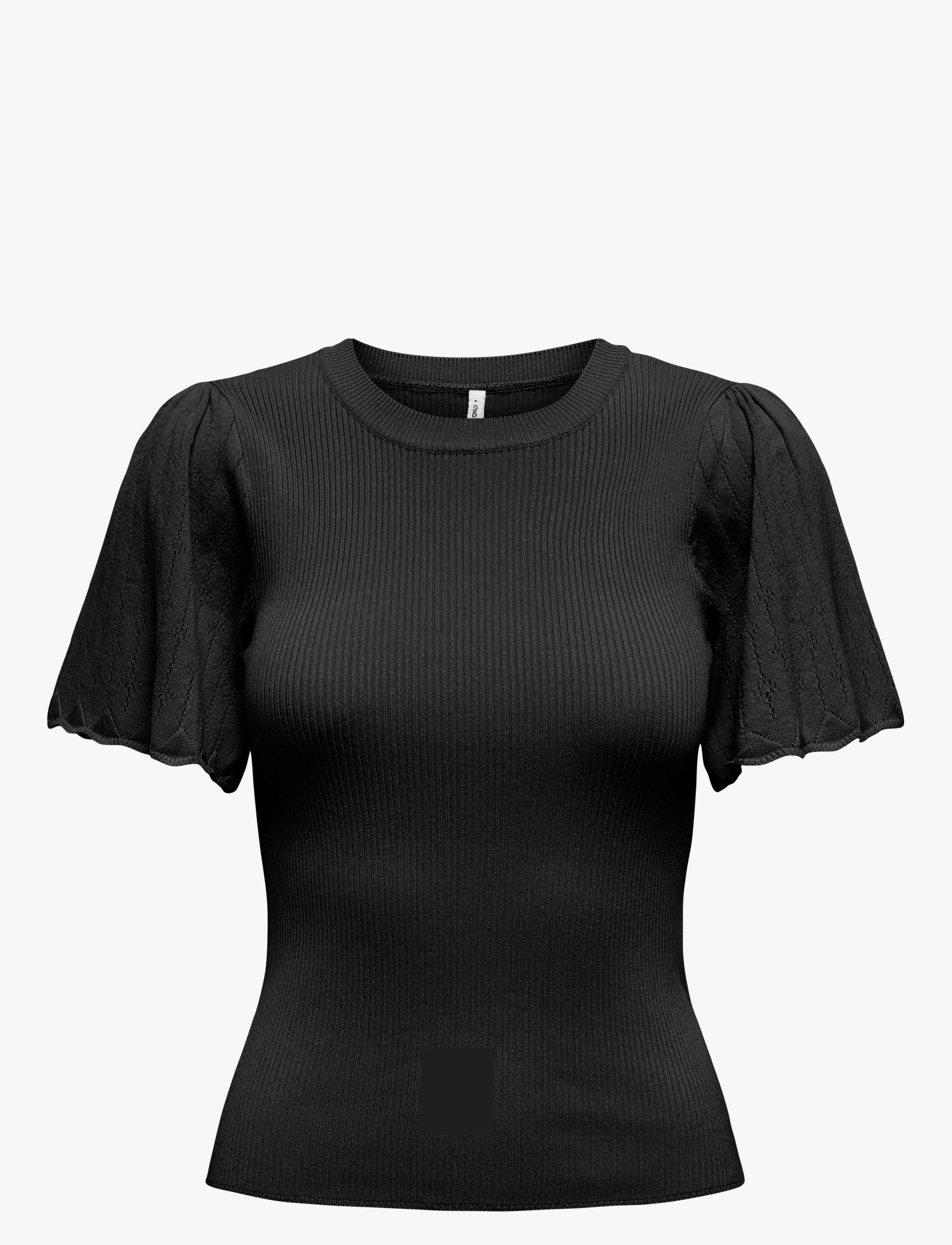 ONLY ONLANJELICA SS DETAIL O-NECK KNT - Kleidung - BLACK / black