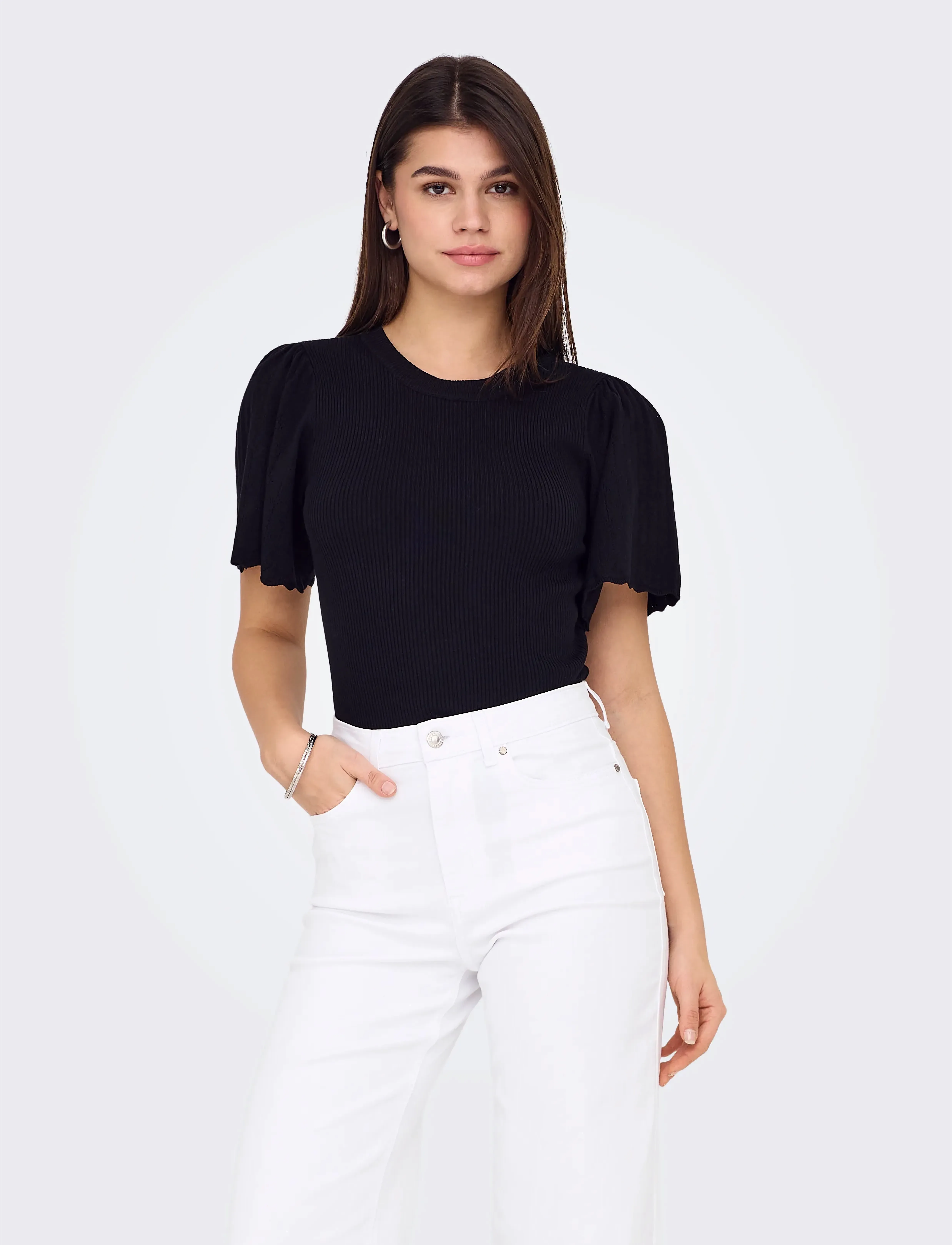 ONLY - ONLANJELICA SS DETAIL O-NECK KNT - black - 0