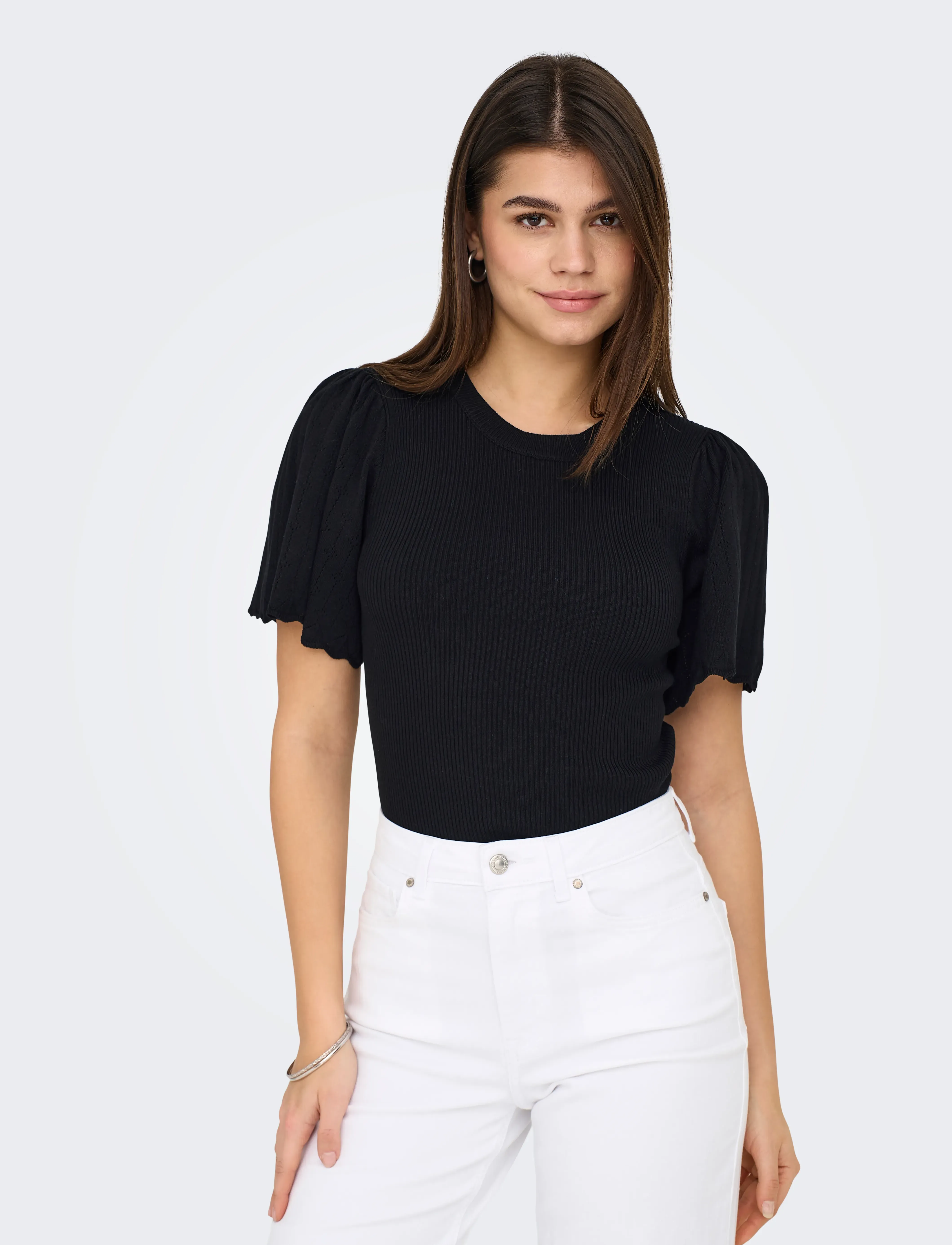 ONLY - ONLANJELICA SS DETAIL O-NECK KNT - black - 5