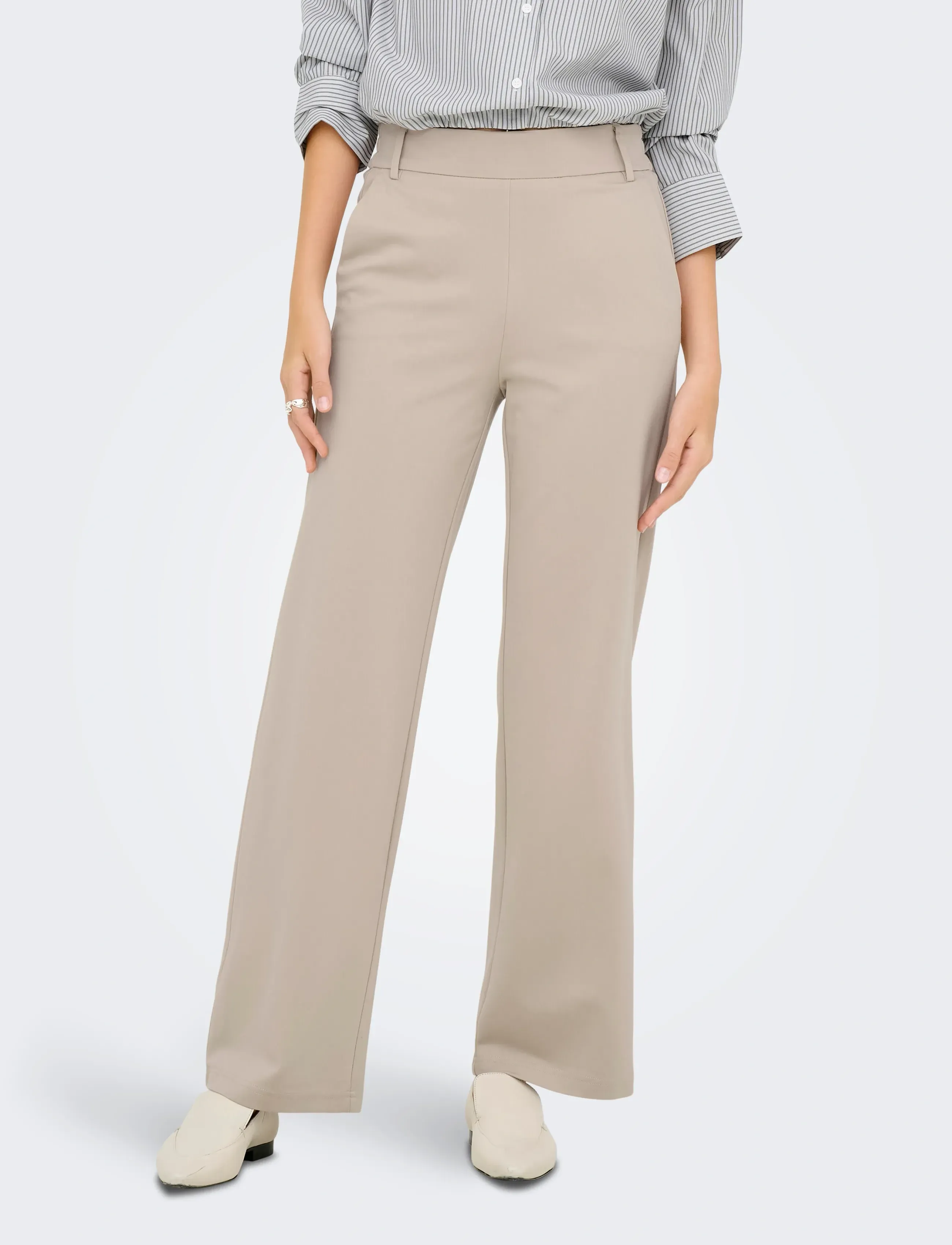 ONLY Onlpoptrash Mw Straight Pnt Noos, XS x 34, Trousers, Beige - Leg, Frauen