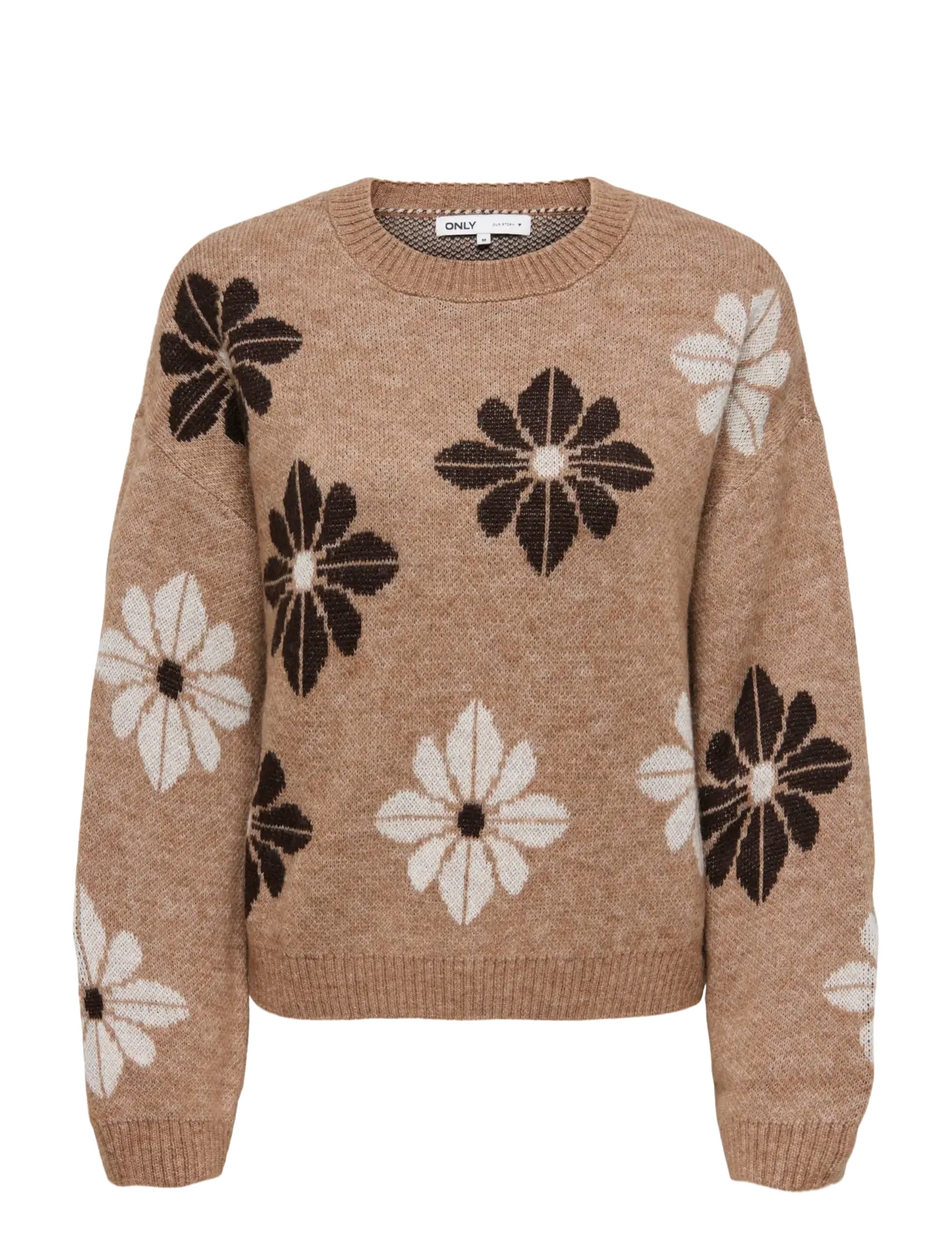 ONLY Onlfreesia Ls Flower O-Neck Knt Noos Beige - S - Damen