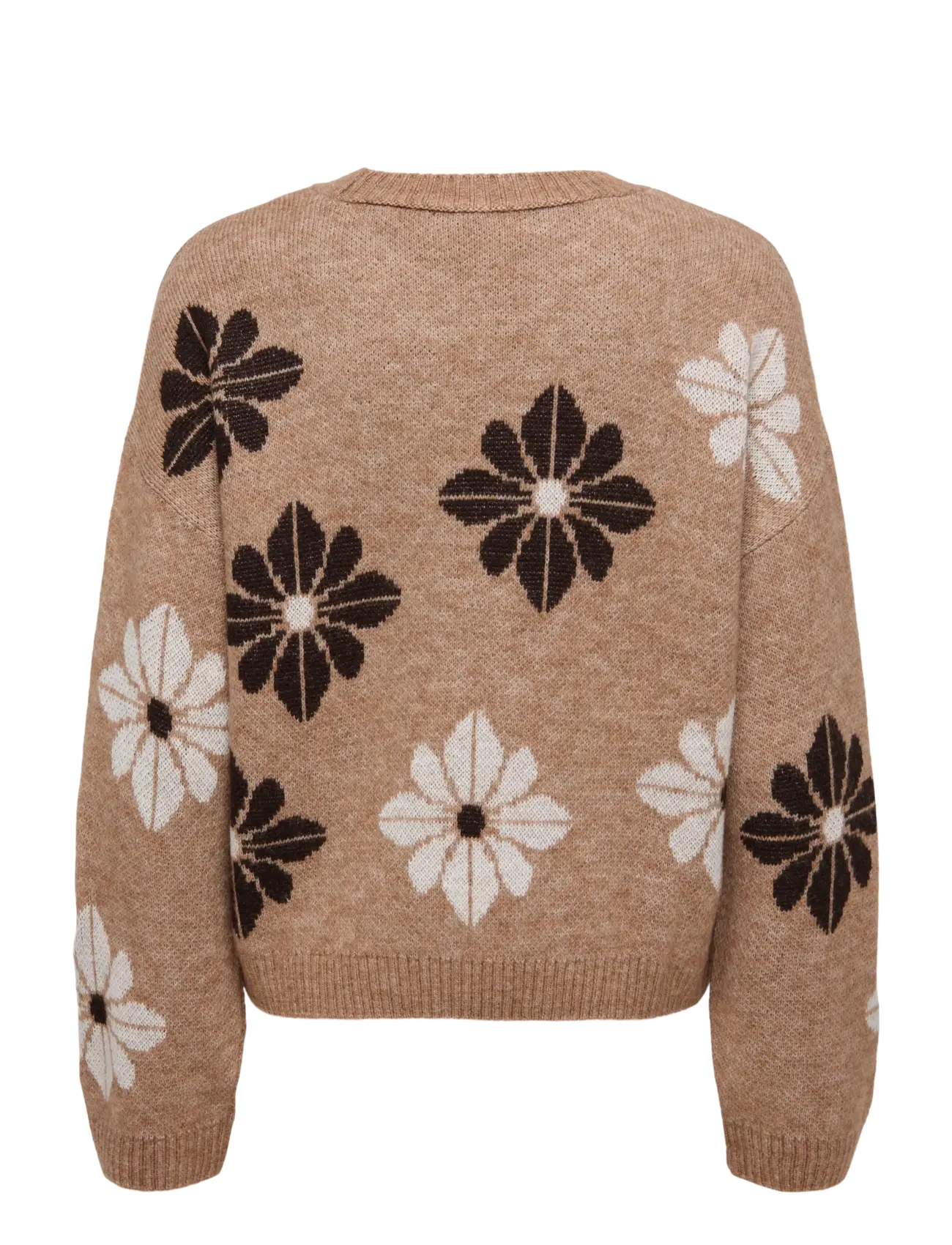 ONLY - ONLFREESIA LS FLOWER O-NECK RP KNT - pullover - toasted coconut - 2