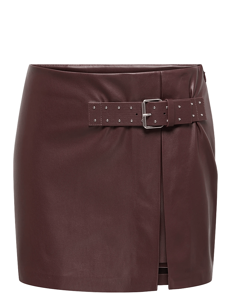 ONLY - ONLCASSIDY FAUX LEATHER SKIRT OTW - korte nederdele - deep mahogany - 0