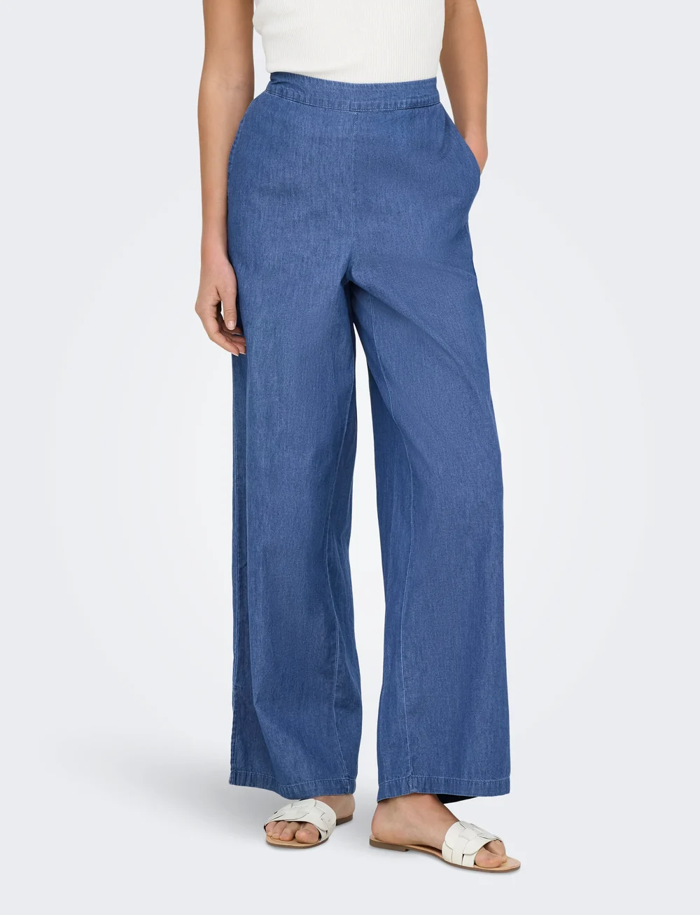 ONLY - ONLNOVA AZURE CHIARA PANT PTM - raka byxor - medium blue denim - 0