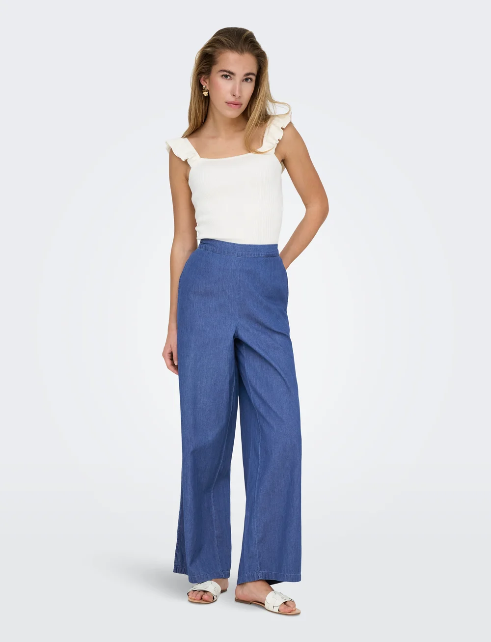 ONLY - ONLNOVA AZURE CHIARA PANT PTM - raka byxor - medium blue denim - 5
