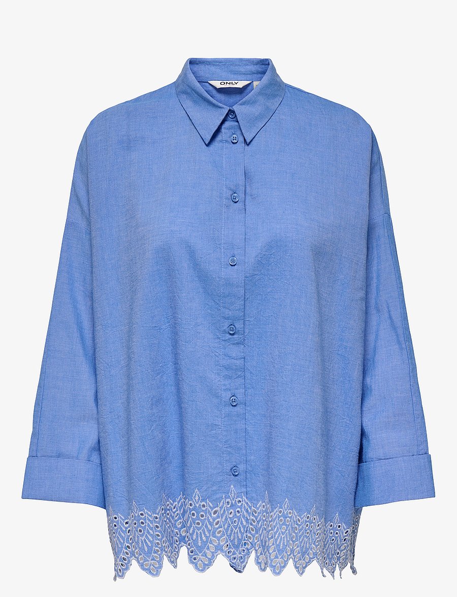 ONLY - ONLGRACES TULUM LS EMB SHIRT WVN - langärmlige hemden - blue bonnet - 1