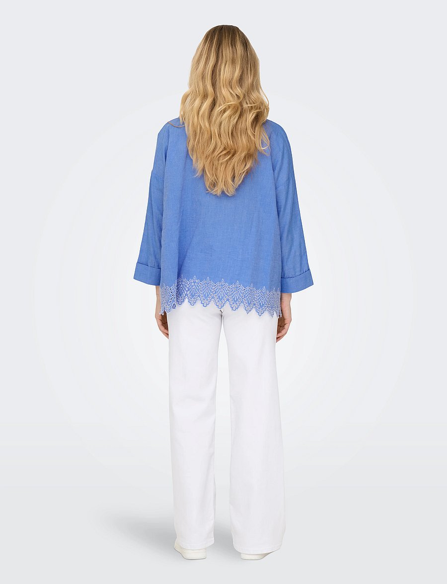 ONLY - ONLGRACES TULUM LS EMB SHIRT WVN - langärmlige hemden - blue bonnet - 3