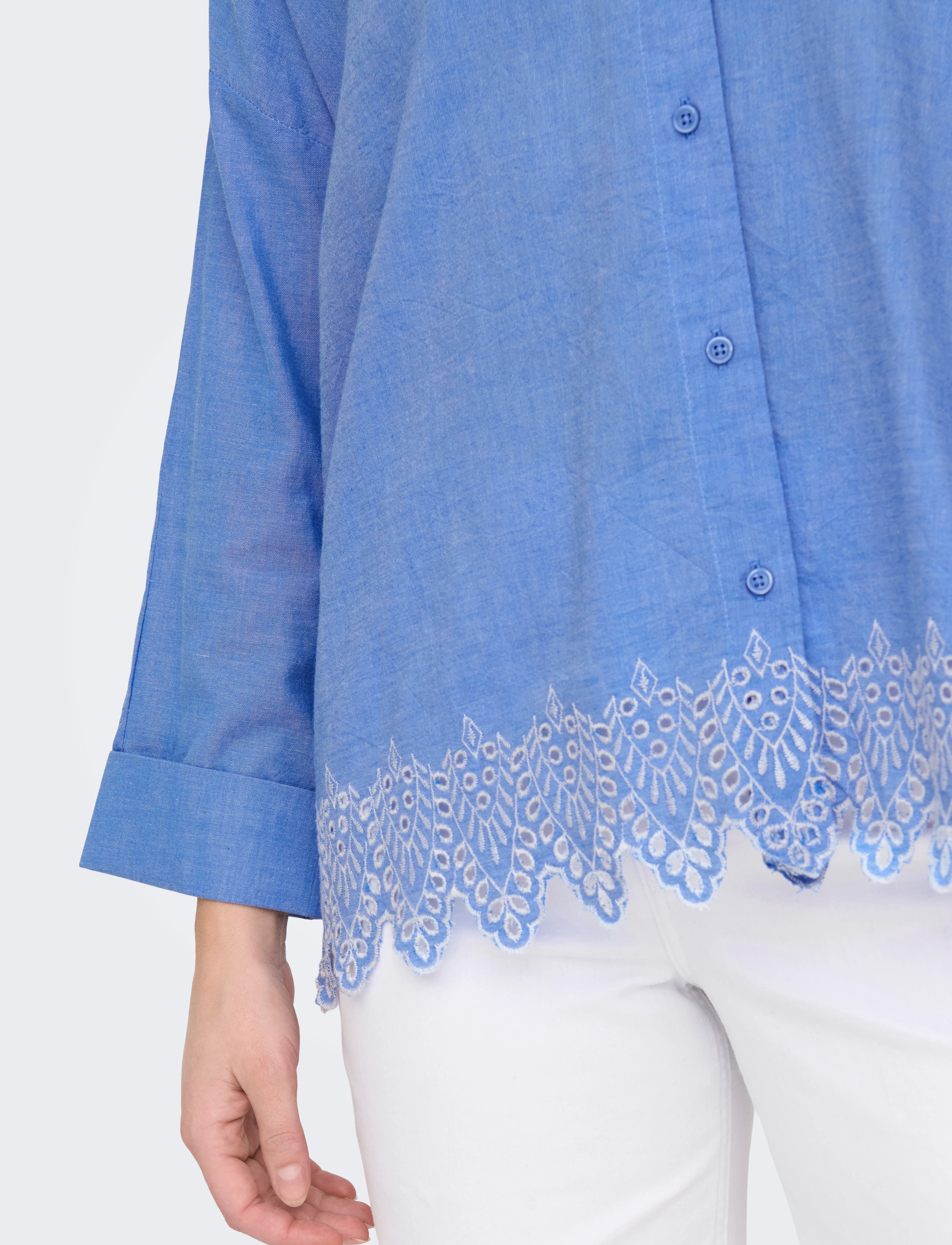 ONLY - ONLGRACES TULUM LS EMB SHIRT WVN - långärmade skjortor - blue bonnet - 4