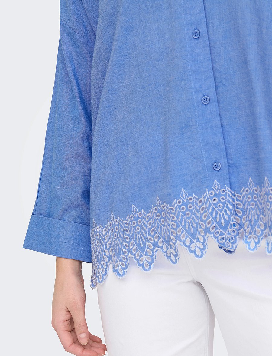 ONLY - ONLGRACES TULUM LS EMB SHIRT WVN - langärmlige hemden - blue bonnet - 4