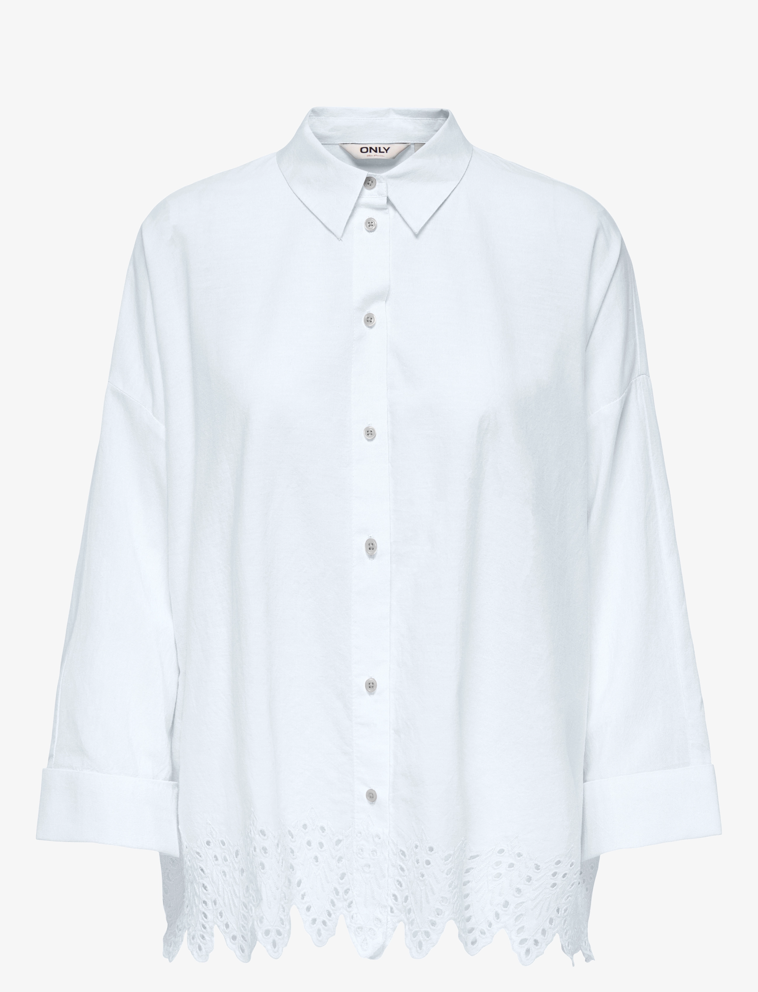 ONLY Onlgraces Tulum Ls Emb Shirt Wvn Weiß - S - Damen
