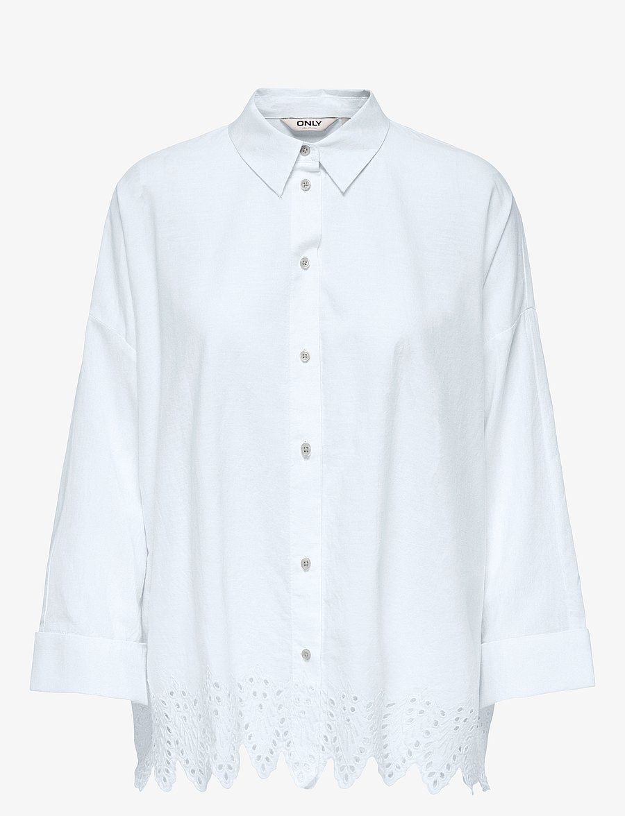 ONLY - ONLGRACES TULUM LS EMB SHIRT WVN - langärmlige hemden - bright white - 0