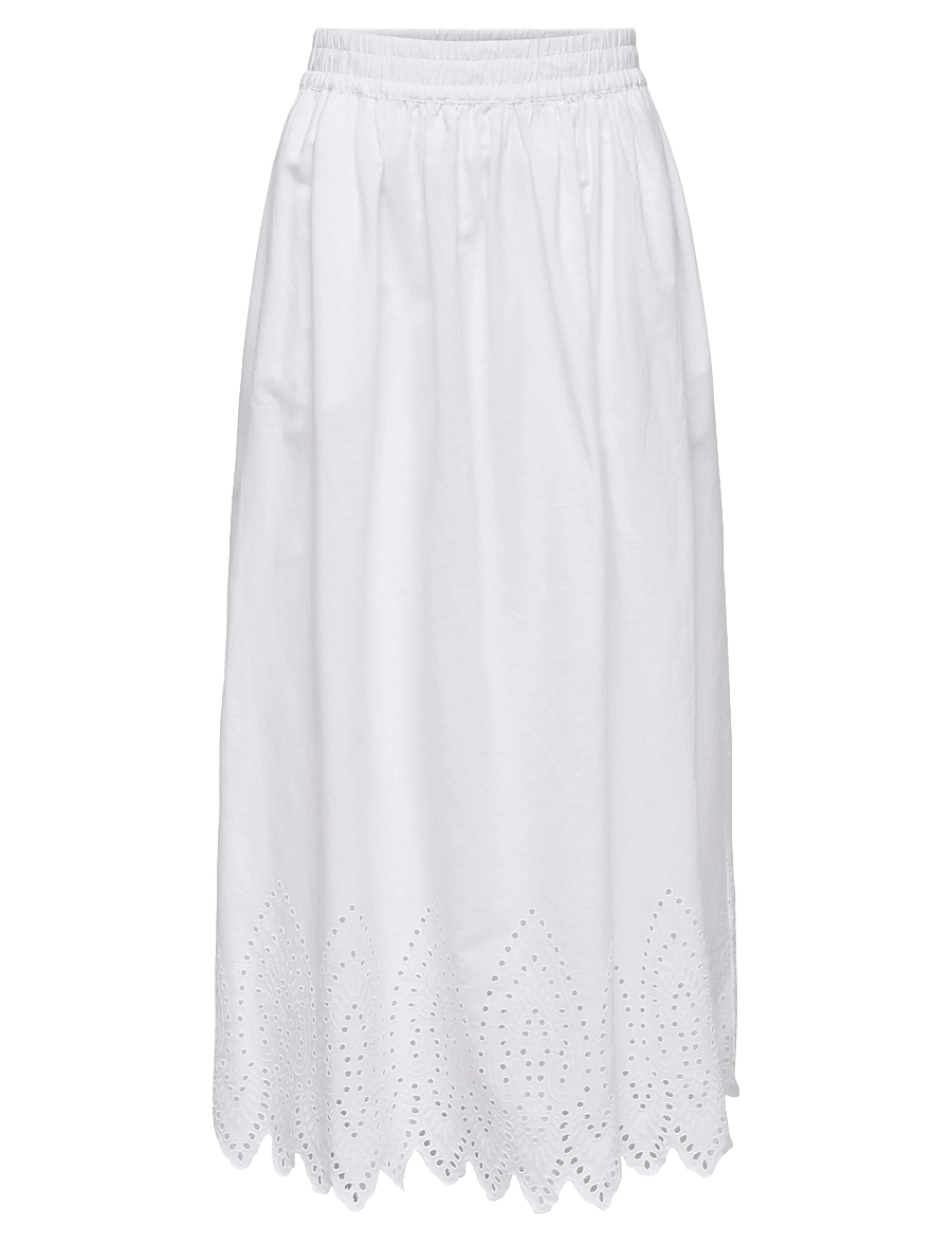 ONLY - ONLTULUM EMB MAXI SKIRT WVN - maxi röcke - bright white - 0