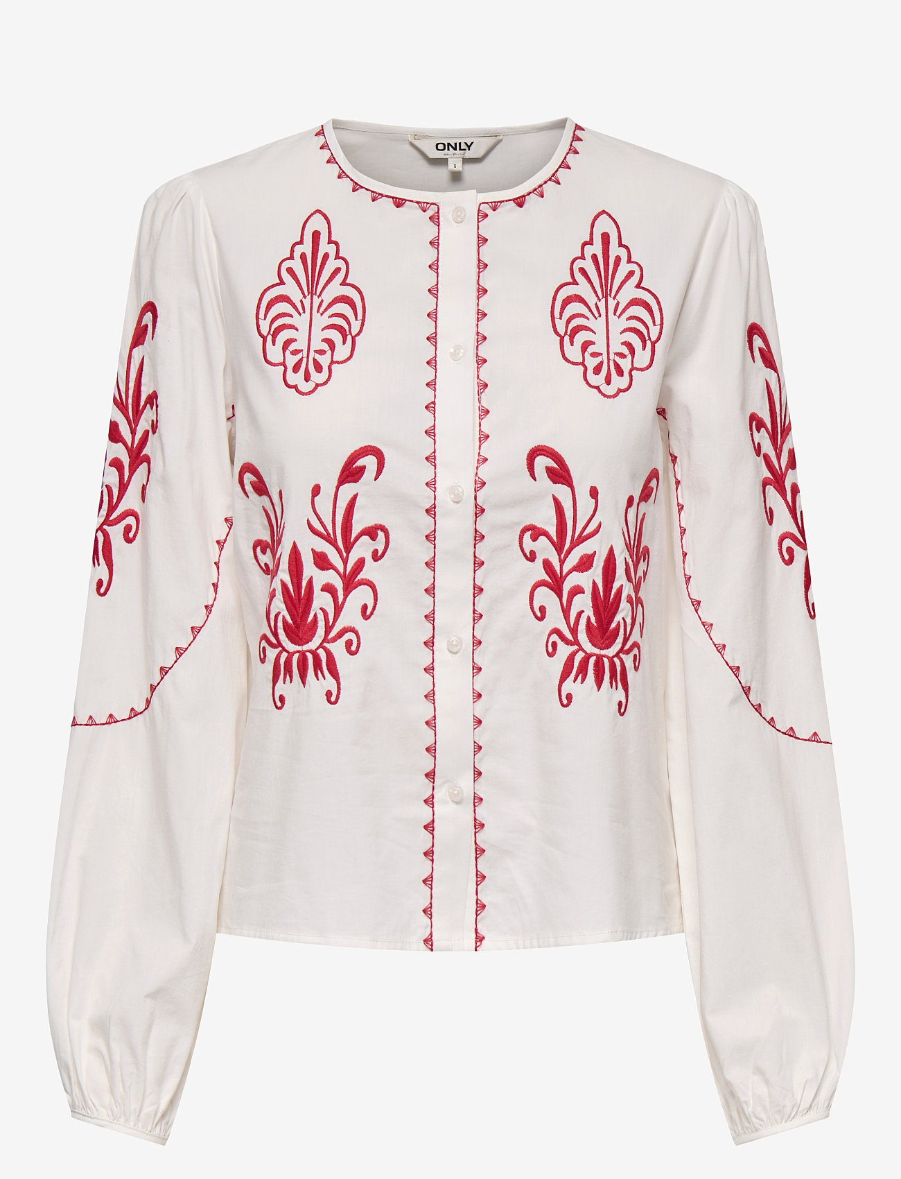 ONLY - ONLHELEN LS EMB BUTTON TOP WVN - pikkade varrukatega särgid - cloud dancer - 1