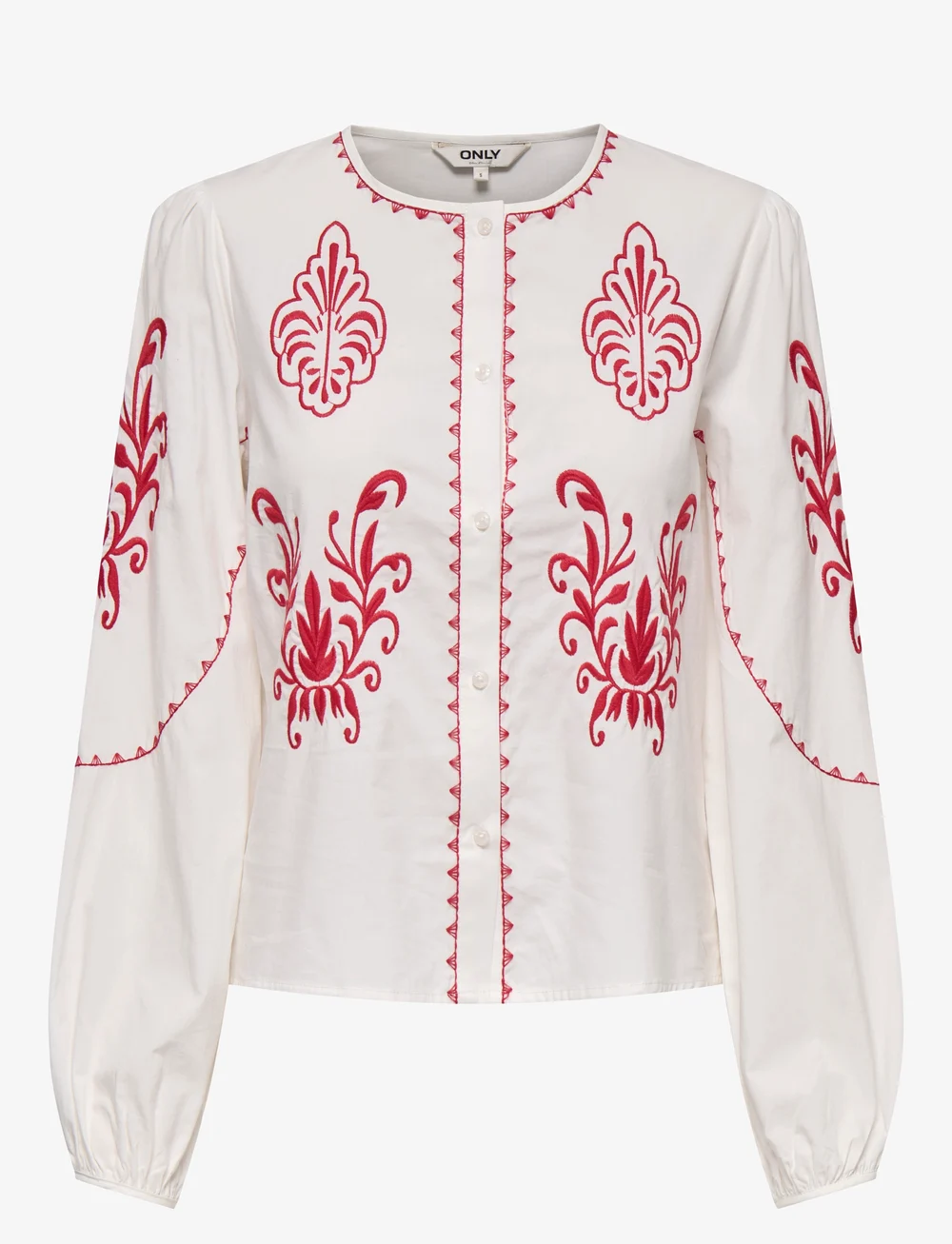 ONLY - ONLHELEN LS EMB BUTTON TOP WVN - langärmlige hemden - cloud dancer - 1