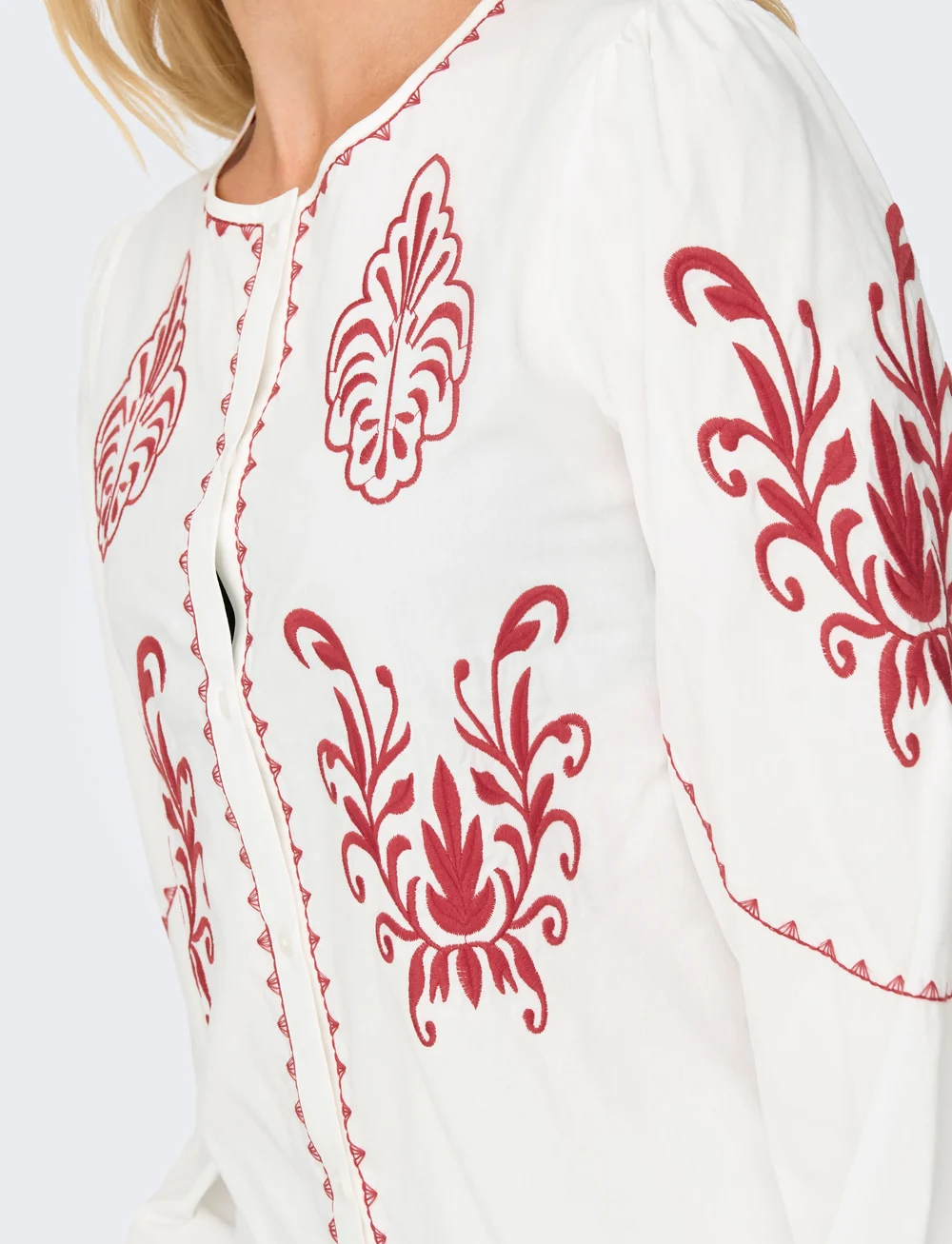 ONLY - ONLHELEN LS EMB BUTTON TOP WVN - langärmlige hemden - cloud dancer - 4