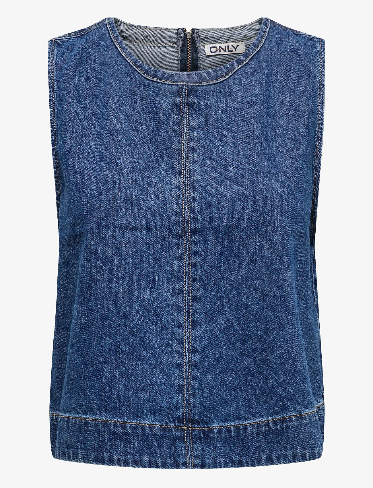 ONLY - ONLDORSI S/L TOP DNM SIK - jeansvästar - medium blue denim - 1