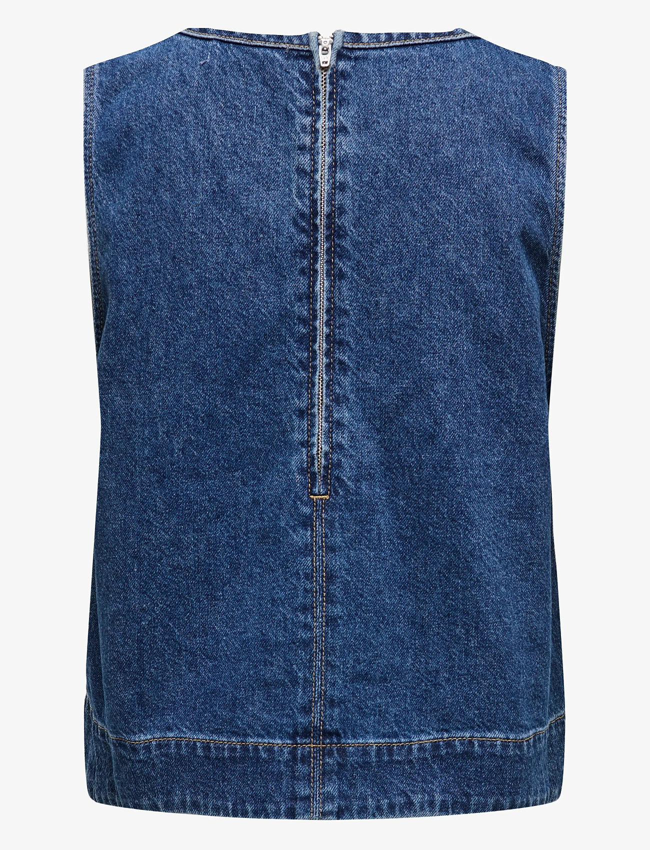 ONLY - ONLDORSI S/L TOP DNM SIK - jeansvästar - medium blue denim - 2
