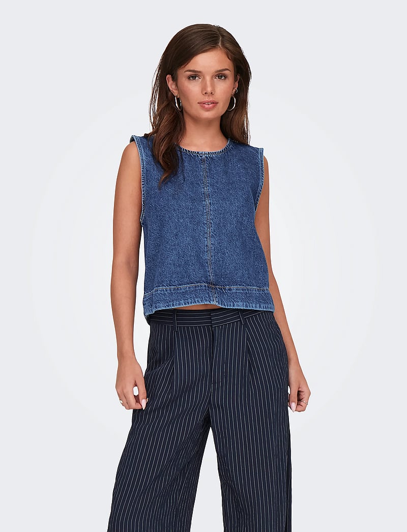 ONLY - ONLDORSI S/L TOP DNM SIK - denim-westen - medium blue denim - 0